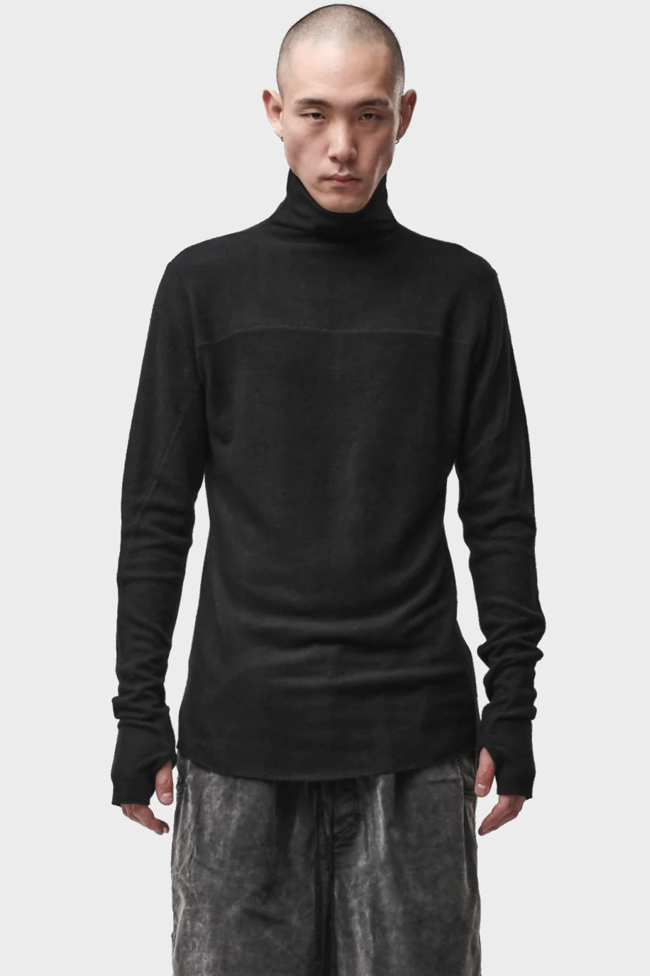 THOM KROM Light Fleece Turtleneck in Black