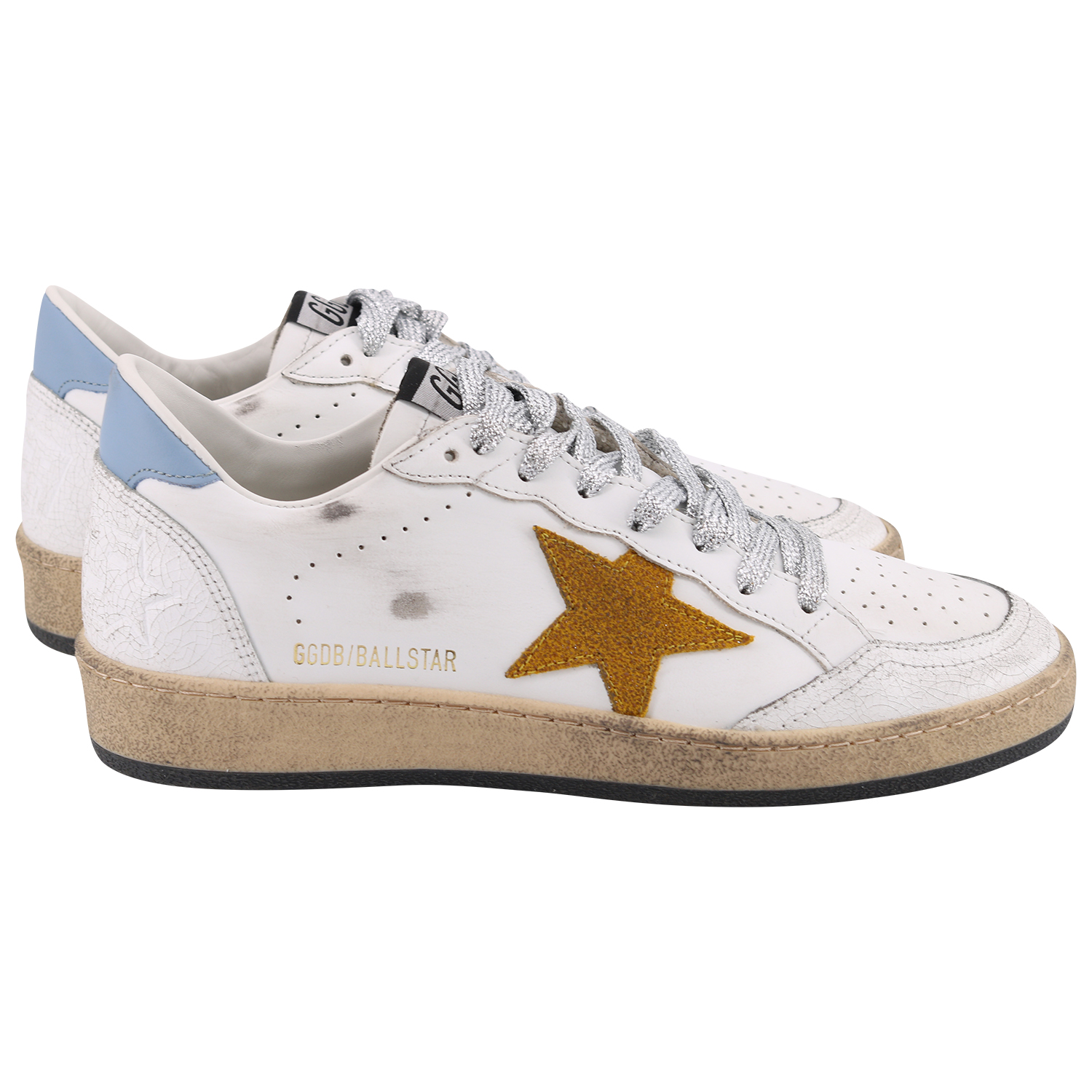 Golden Goose Sneaker Ballstar Yellow Suede Star/Light Blue Heel