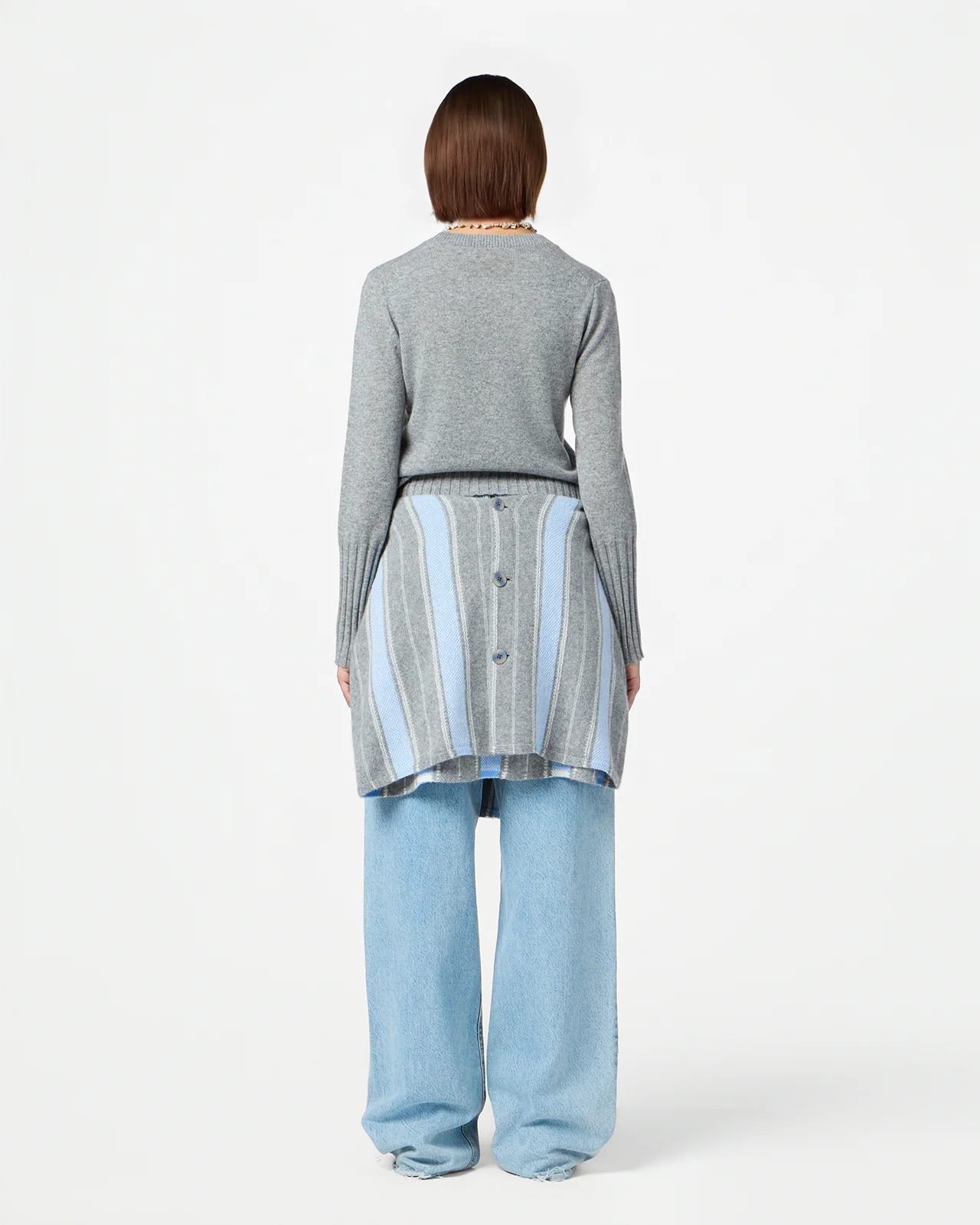 GUEST IN RESIDENCE Shrunken Crewneck Sweater in Heather Grey