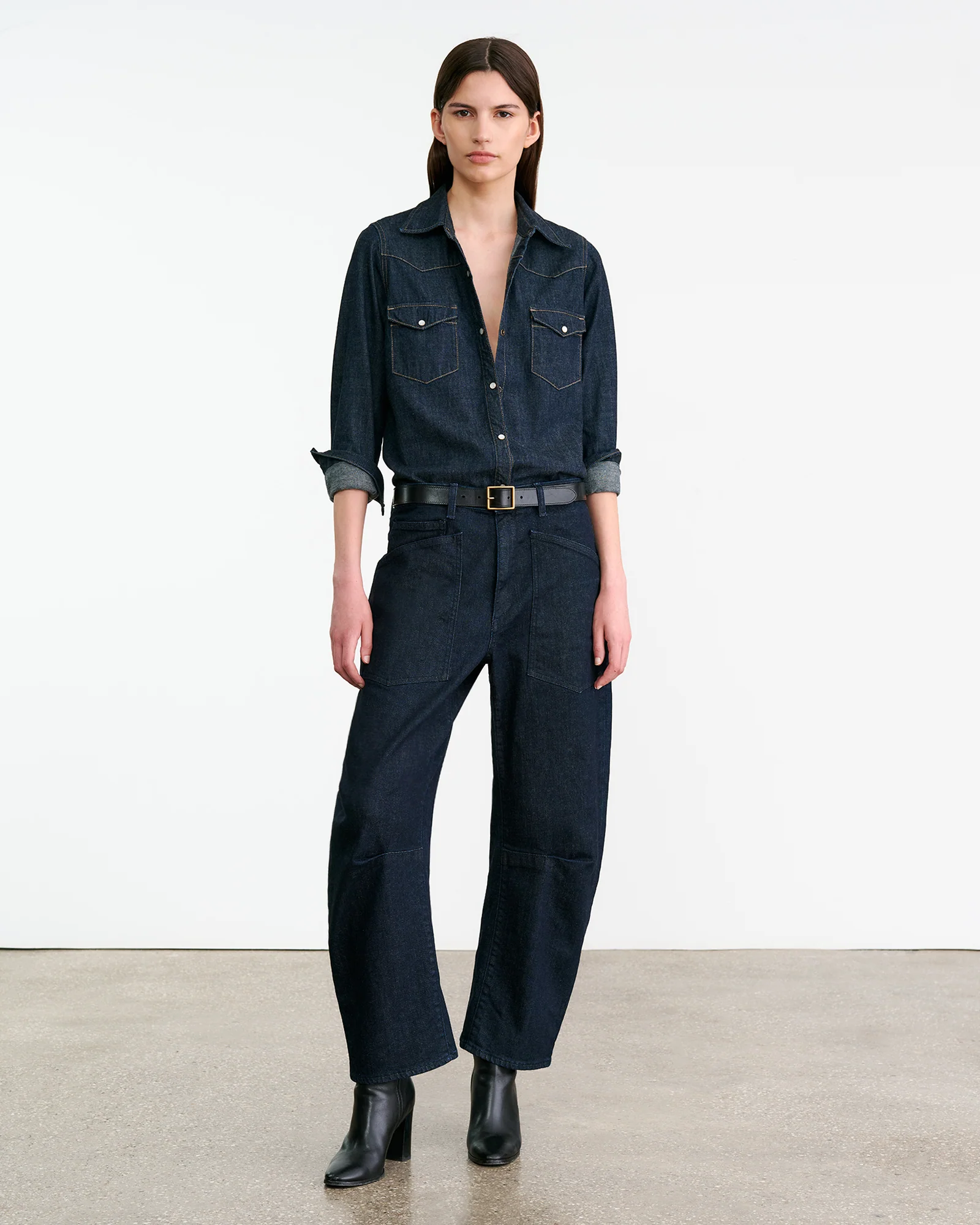 NILI LOTAN Denim Shirt in Indigo Rinse