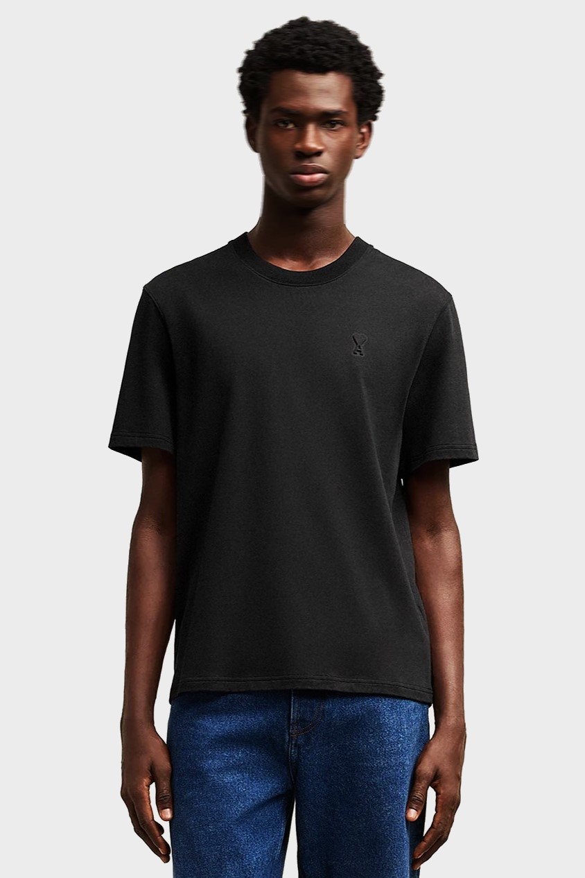 AMI PARIS de Coeur Embossed Classic Fit T-Shirt in Black AMI PARIS de Coeur Embossed Classic Fit T-Shirt in Black