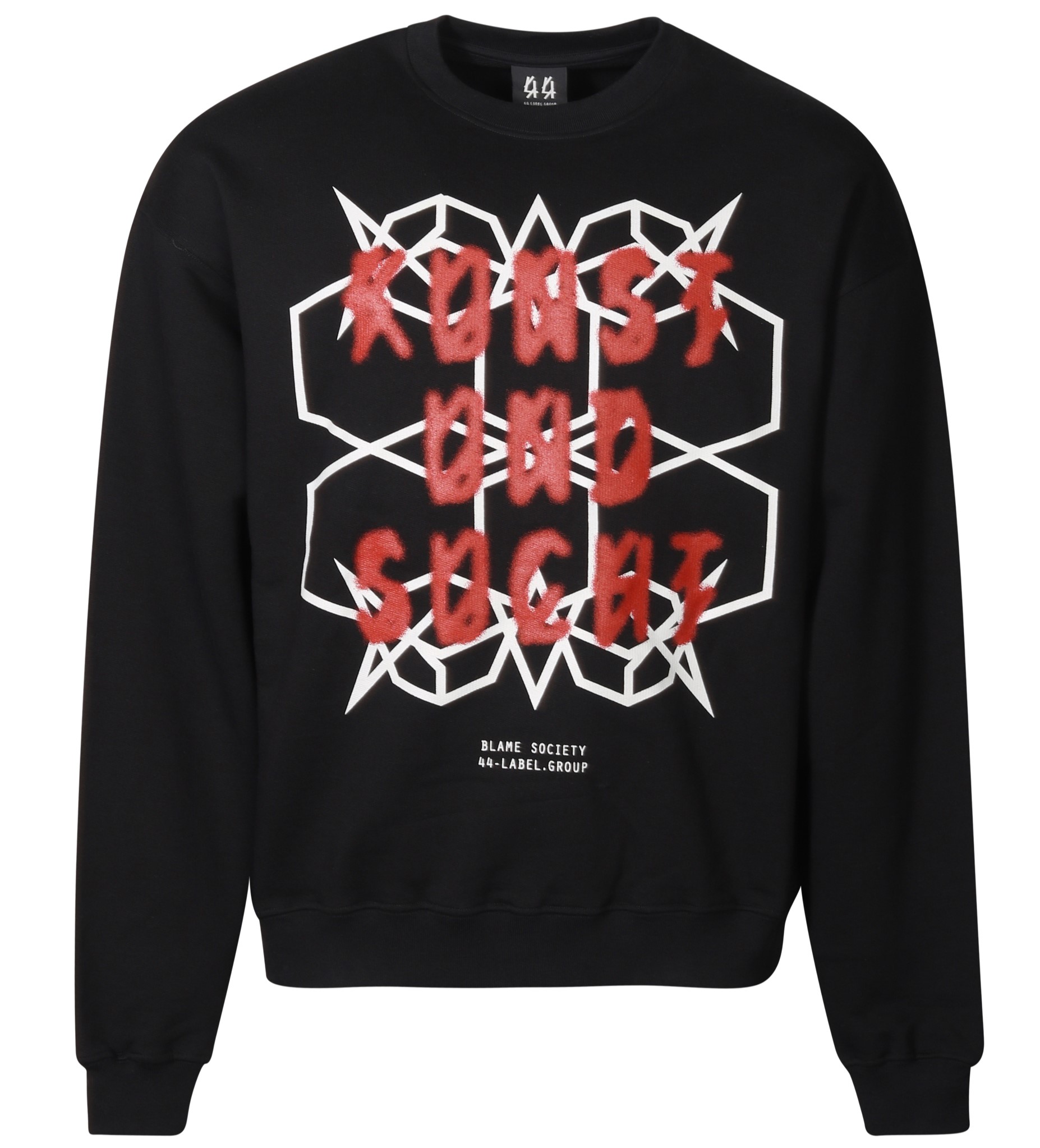 44 LABEL GROUP Basic Crewneck in Black/Kunst Sucht Print M