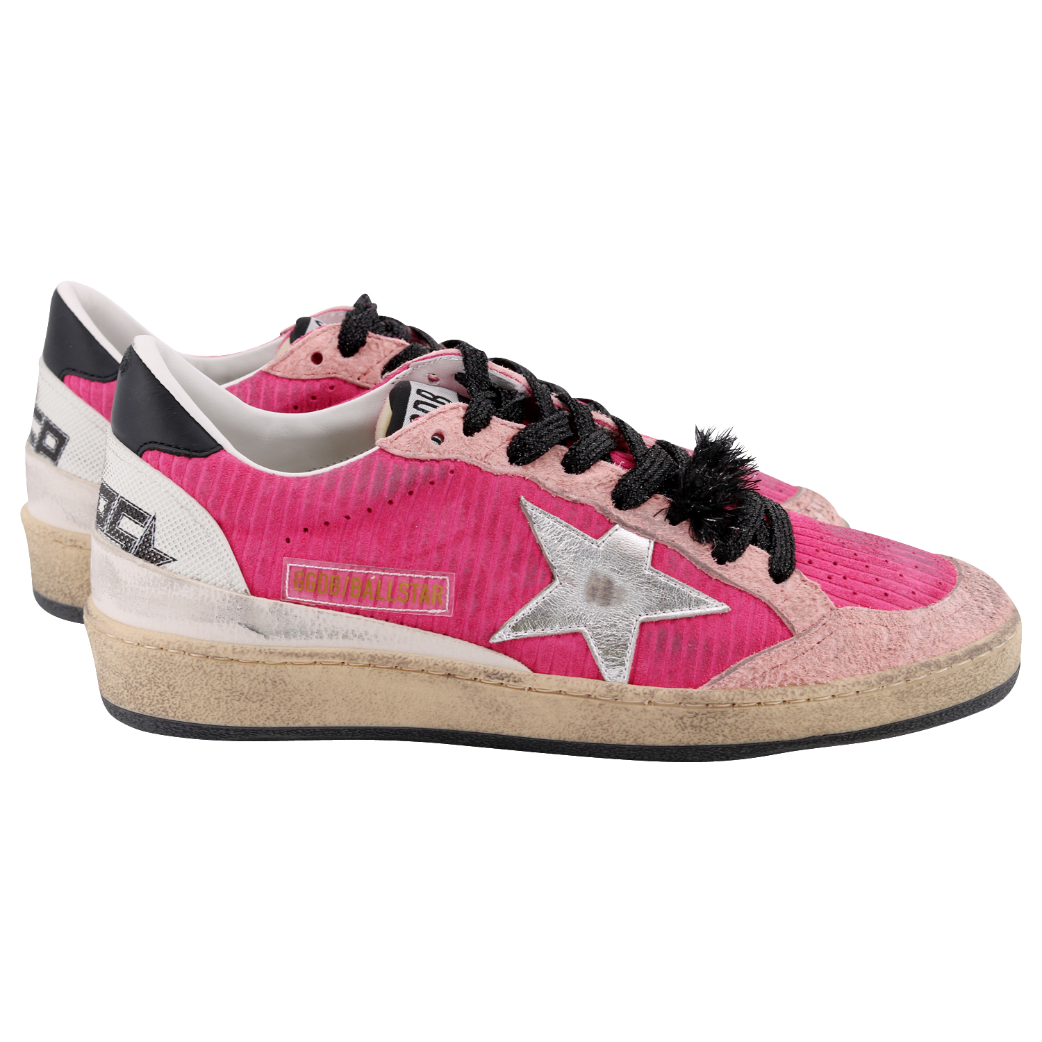 Golden Goose Sneaker Ballstar Pink Corduroy/Silver Star