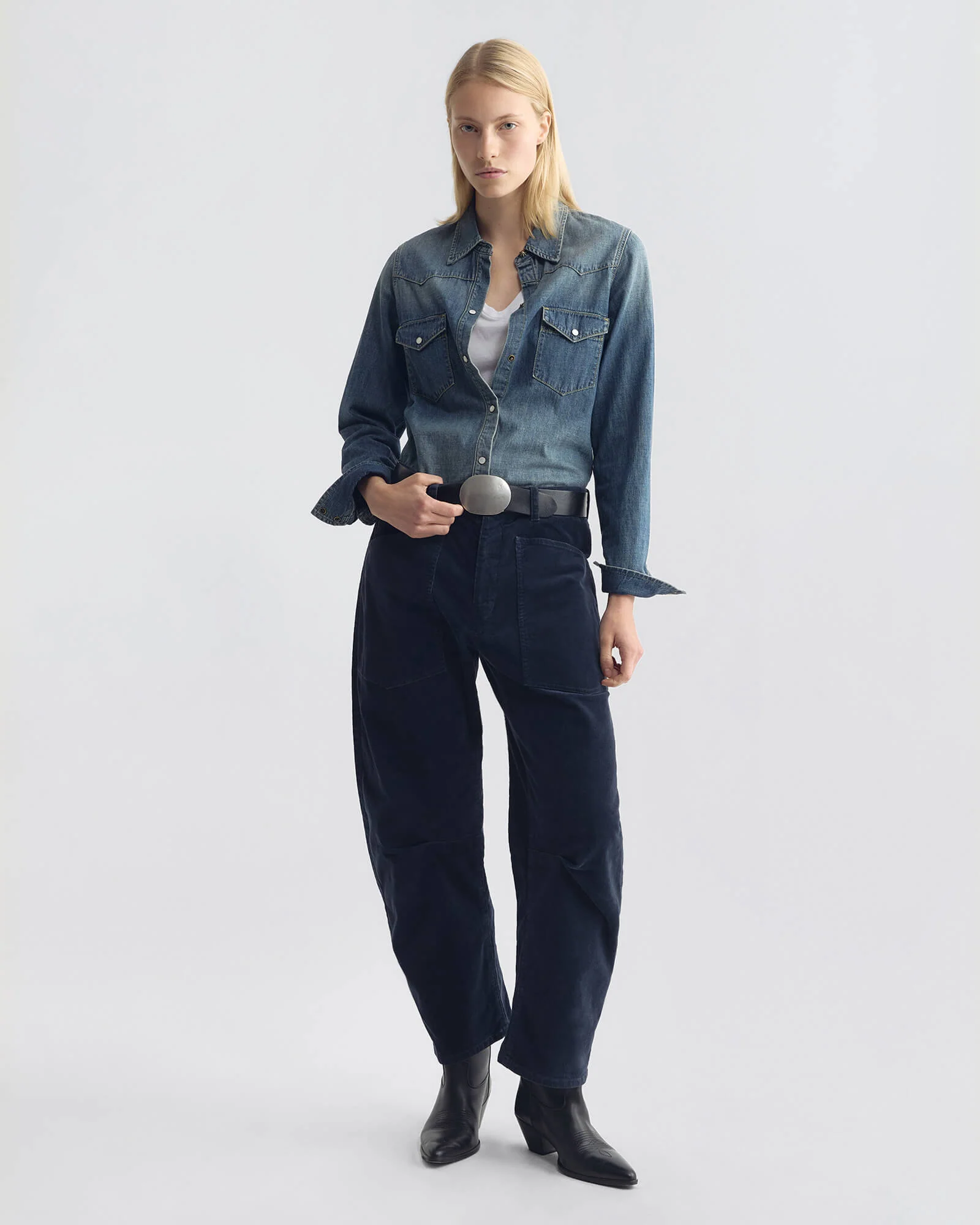 NILI LOTAN Shon Corduroy Pant in Service Blue
