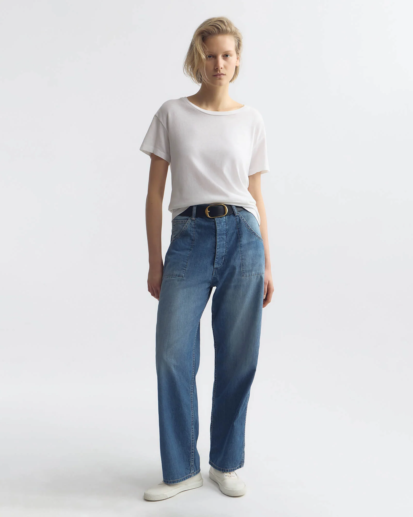 NILI LOTAN Whitney Light Denim Pant in Delancey Wash