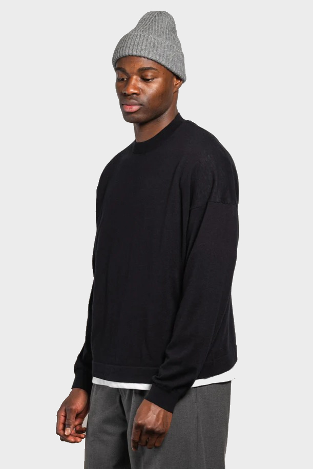 YACAIA Merino/Cashmere Sweater in Black XL