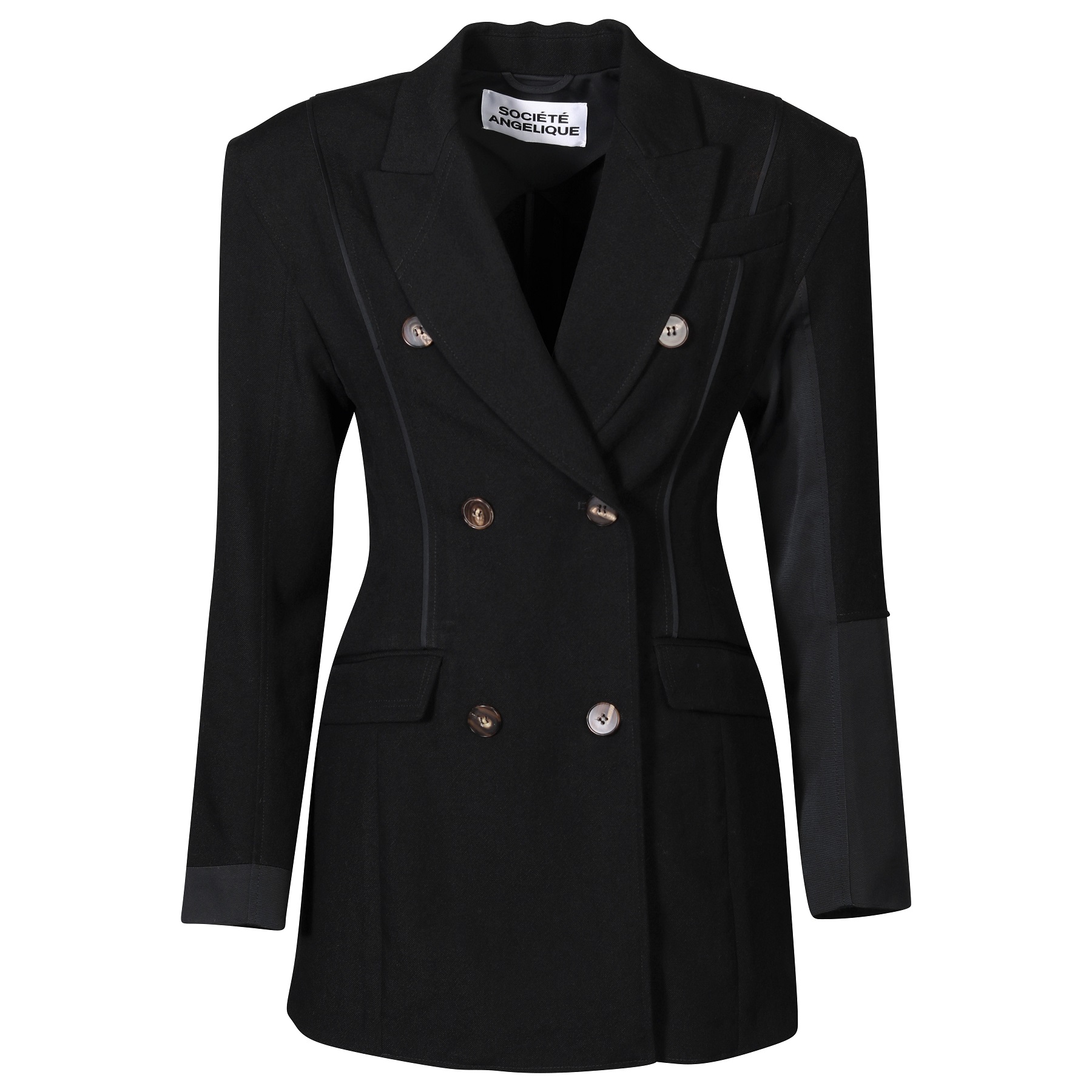 SOCIÉTÉ ANGELIQUE Patched Wool Blazer with Dropped Shoulder 34