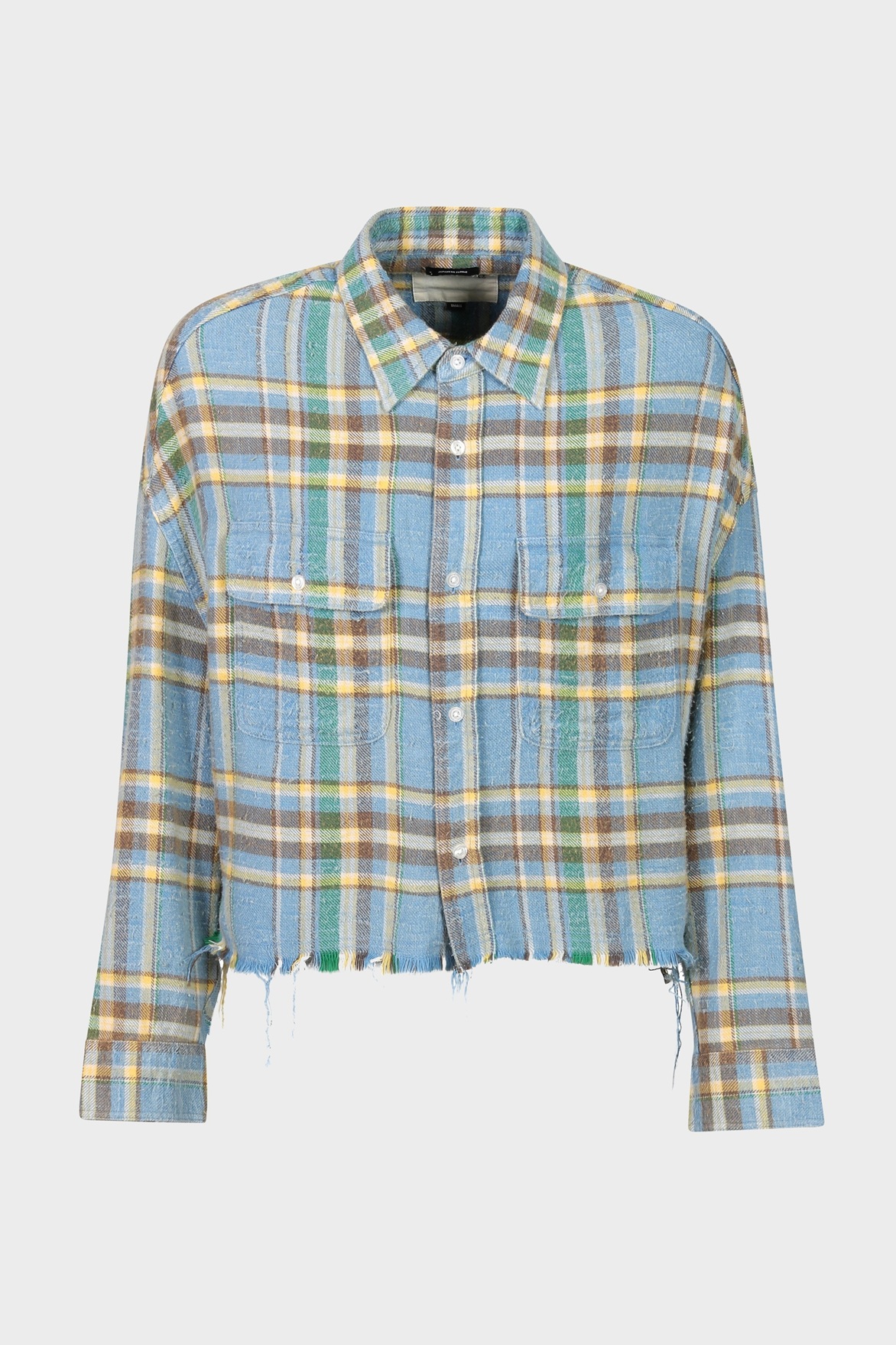 R13 Cropped Work Shirt in Light Blue Plaid
