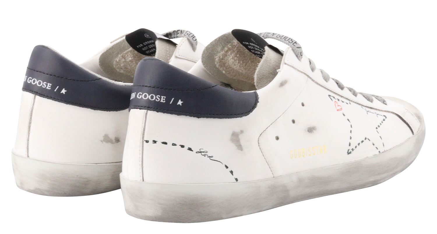 Golden Goose Sneaker Superstar White/Darkblue Stitched Star