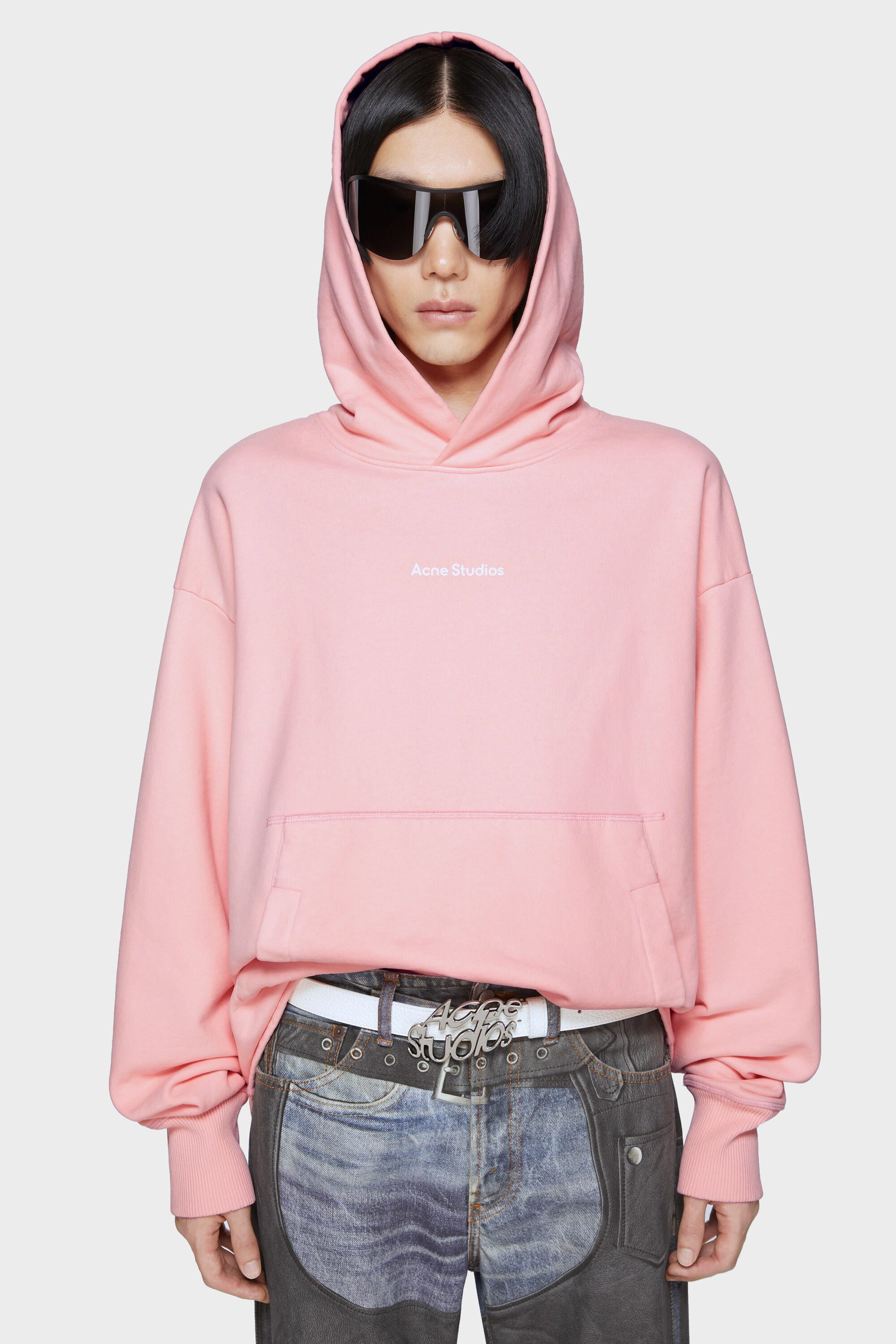 ACNE STUDIOS Stamp Oversize Sweathoodie in Pale Pink L