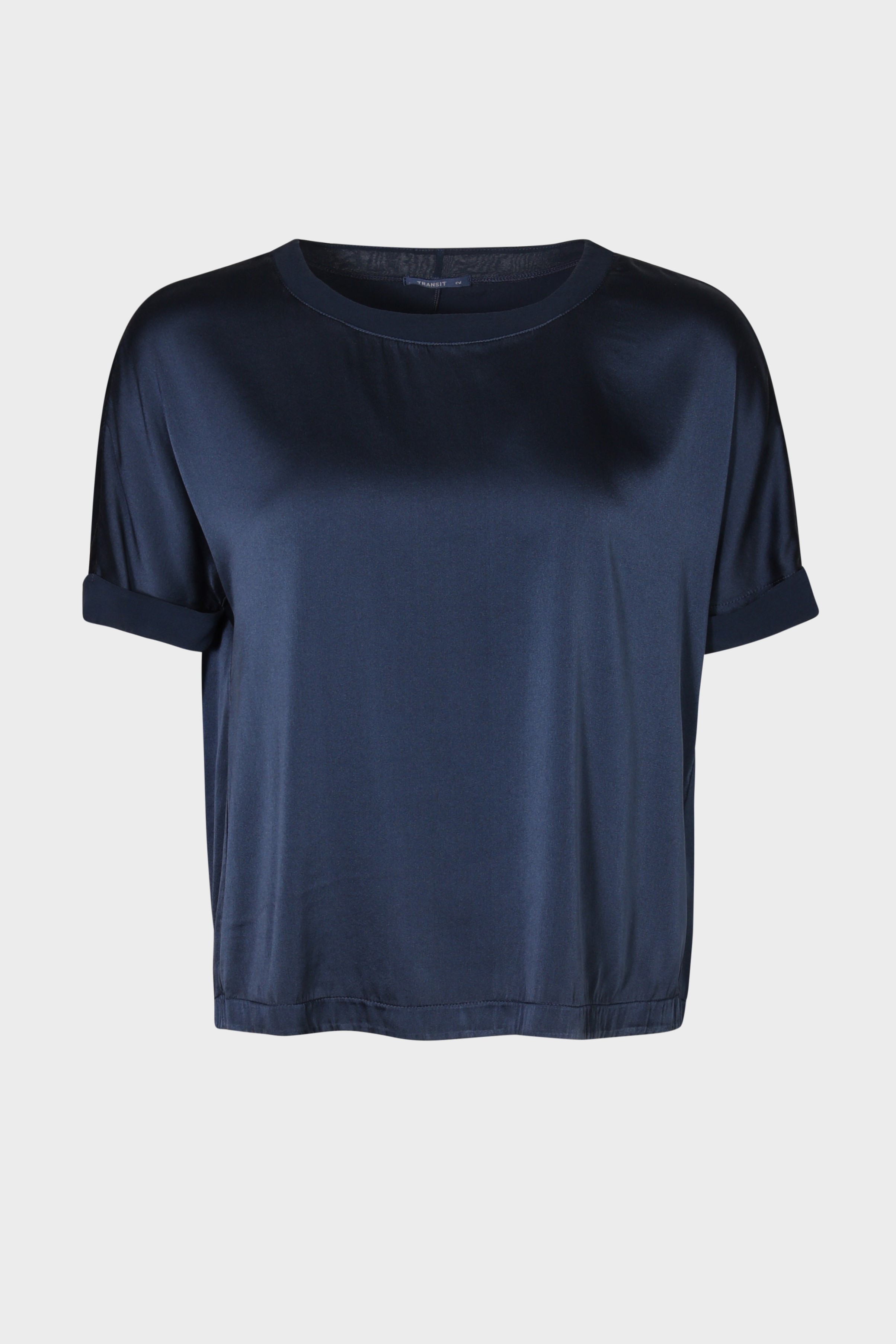 TRANSIT PAR SUCH Silk Stretch Top in Navy S