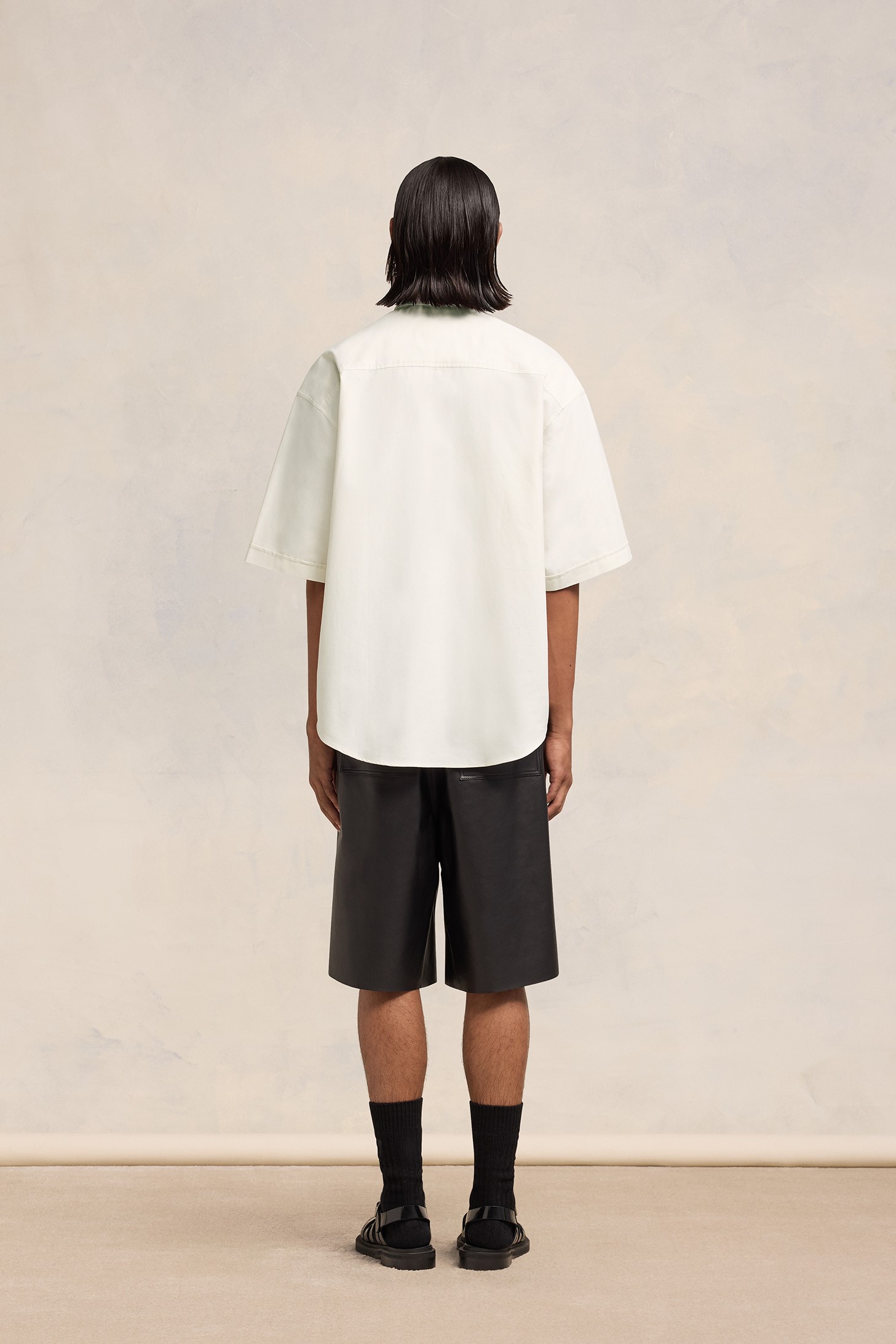 AMI PARIS de Coeur Boxy Fit Short Sleeve Shirt in Chalk S