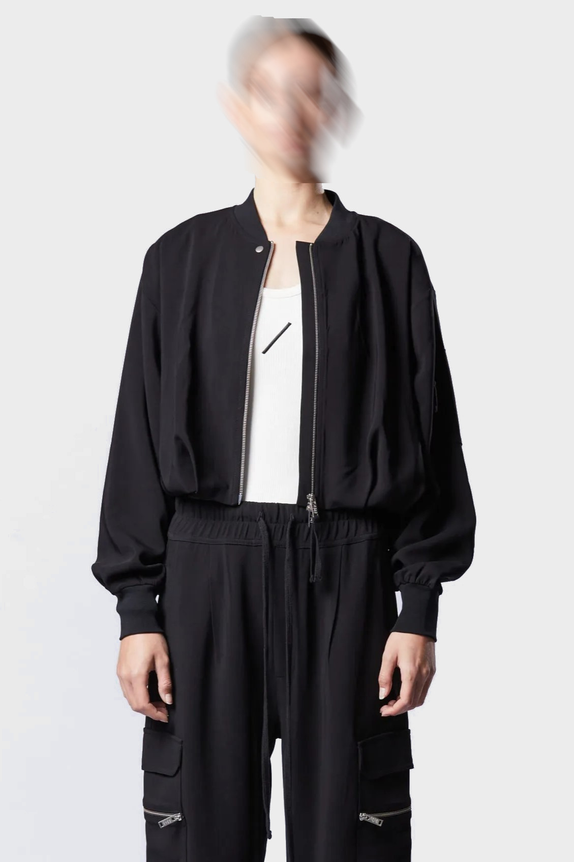 THOM KROM Cropped Bomberjacket in Black