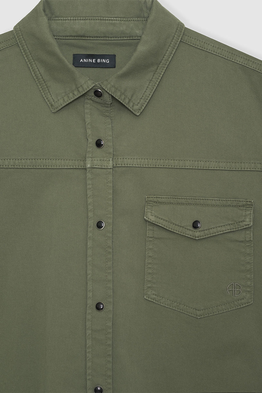 ANINE BING Sloan Shirt in Army Green XS