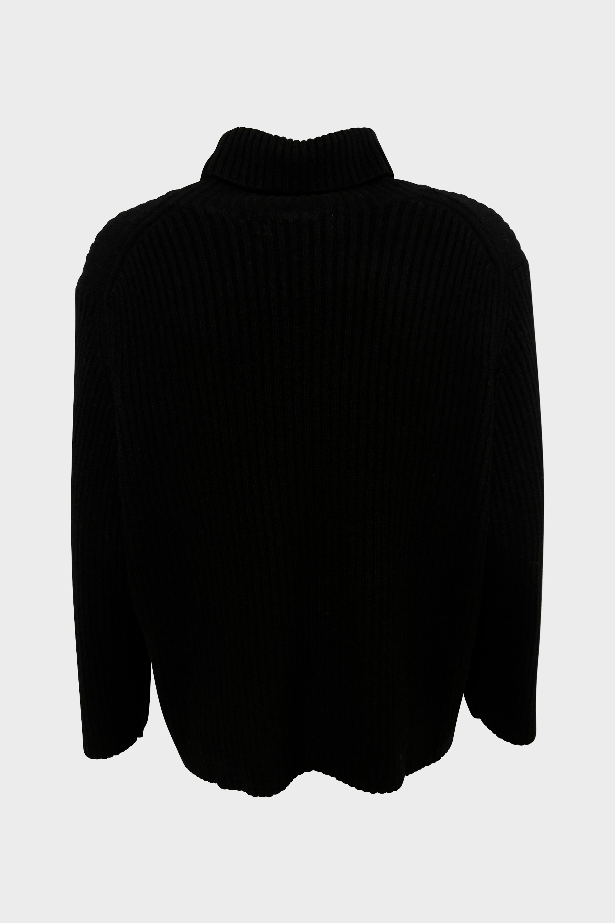 FLONA Cashmere Rib Turtleneck Sweater in Black