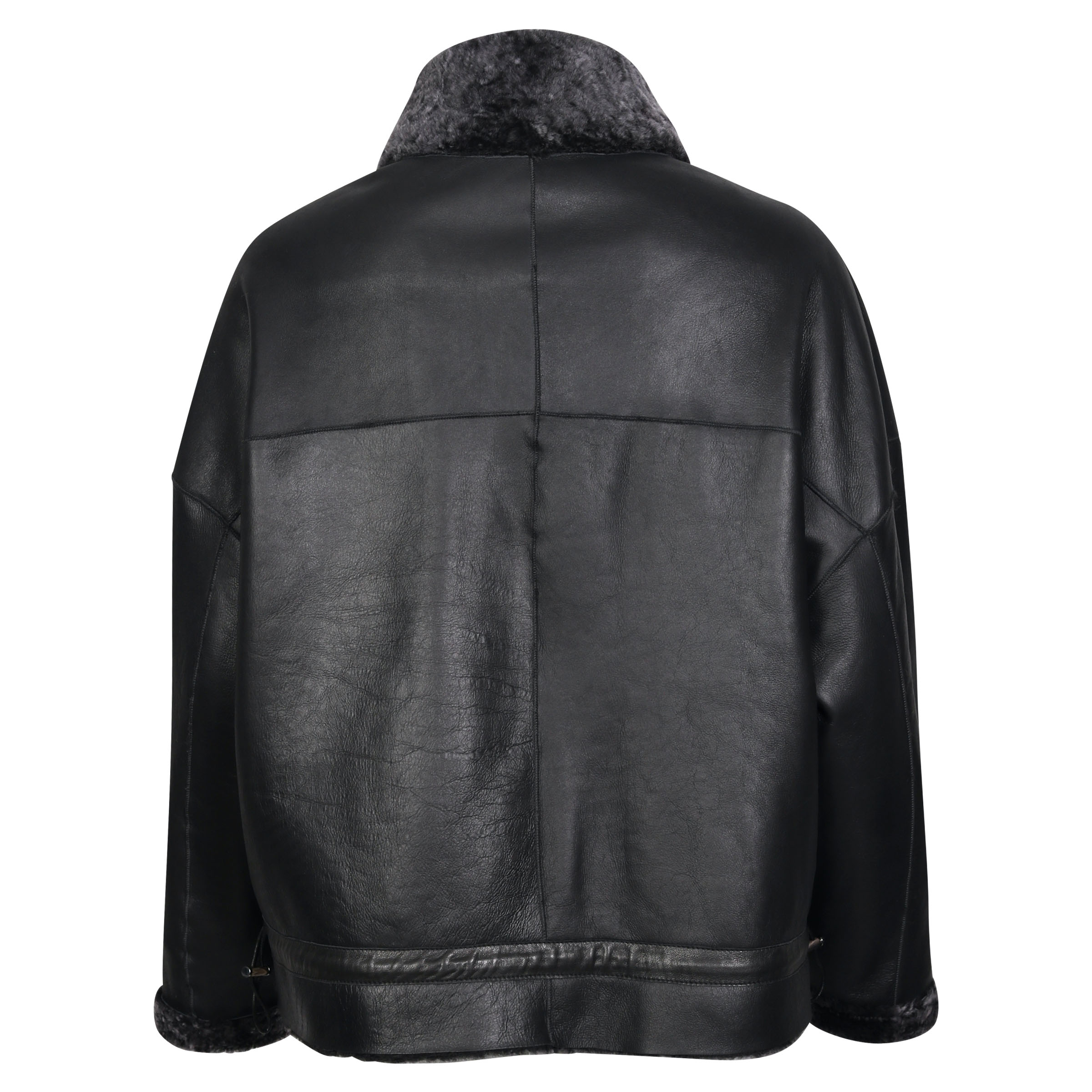 Giorgio Brato Reversible Shearling Leatherjacket in Black/Grey
