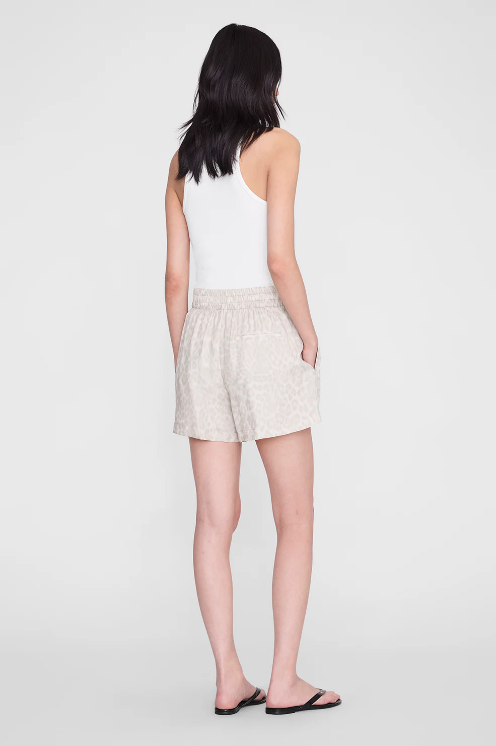 ANINE BING Kam Shorts Washed White Leopard