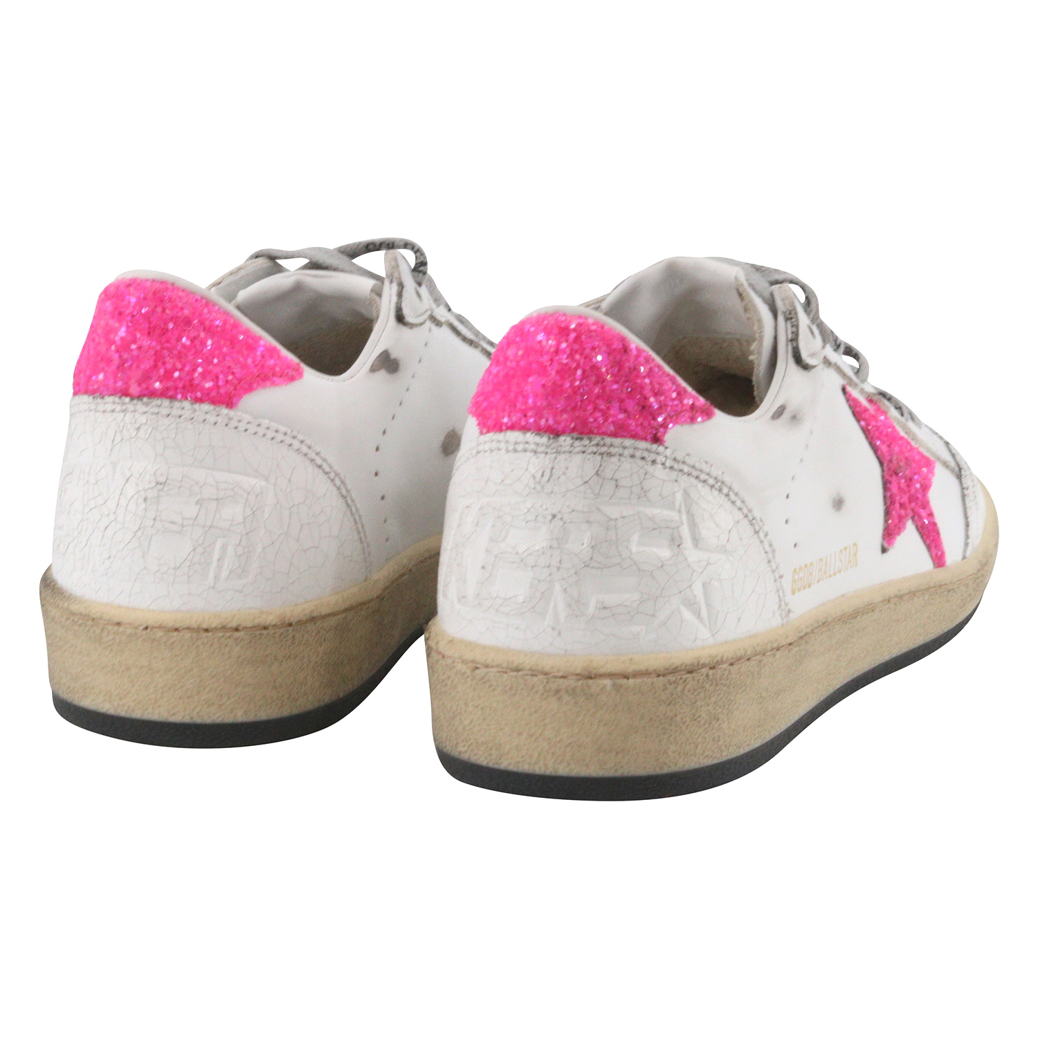 Golden Goose Sneaker Ballstar Glitter Star White/Pink Fluo