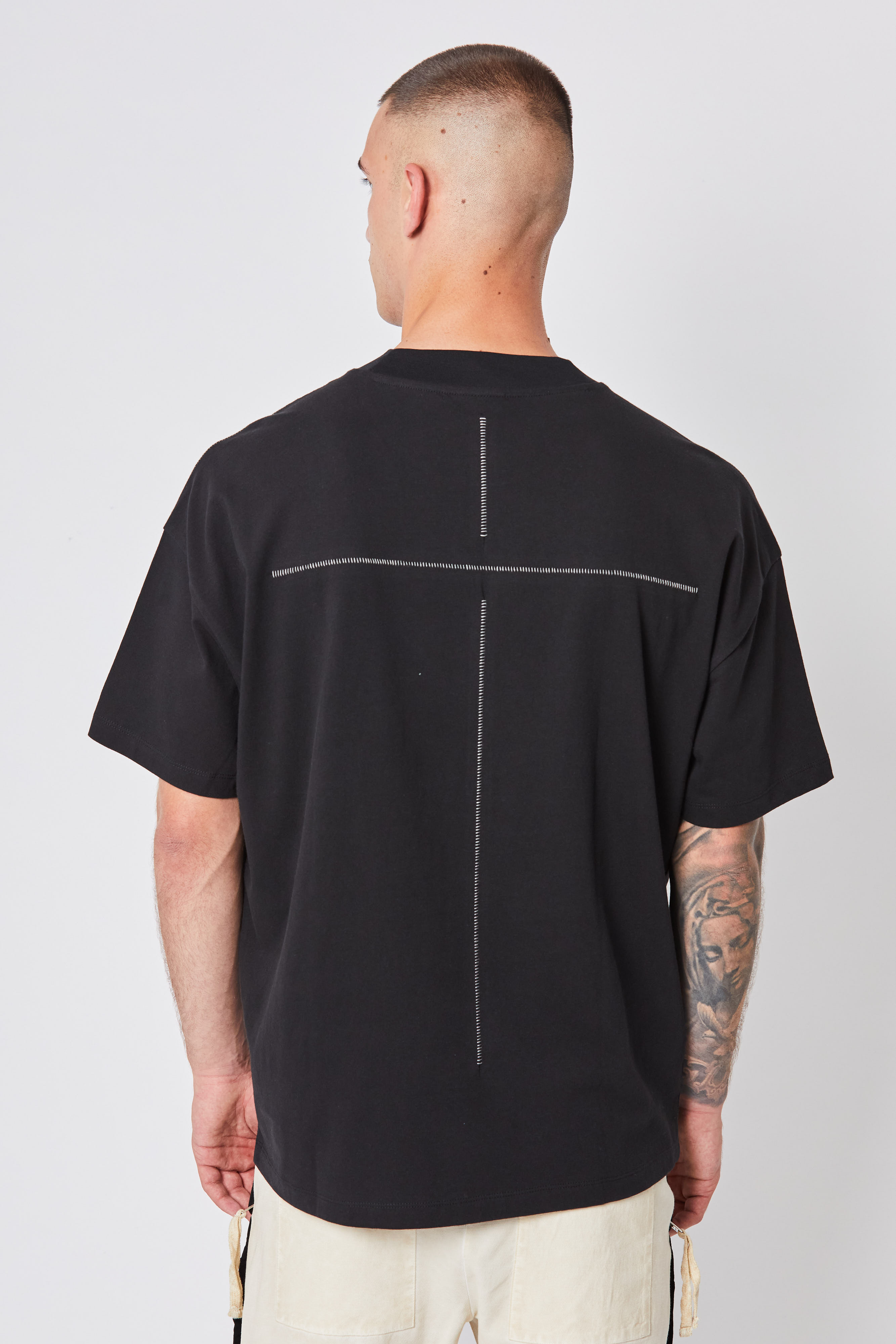 Thom Krom Oversize T-Shirt with Stitches in Black