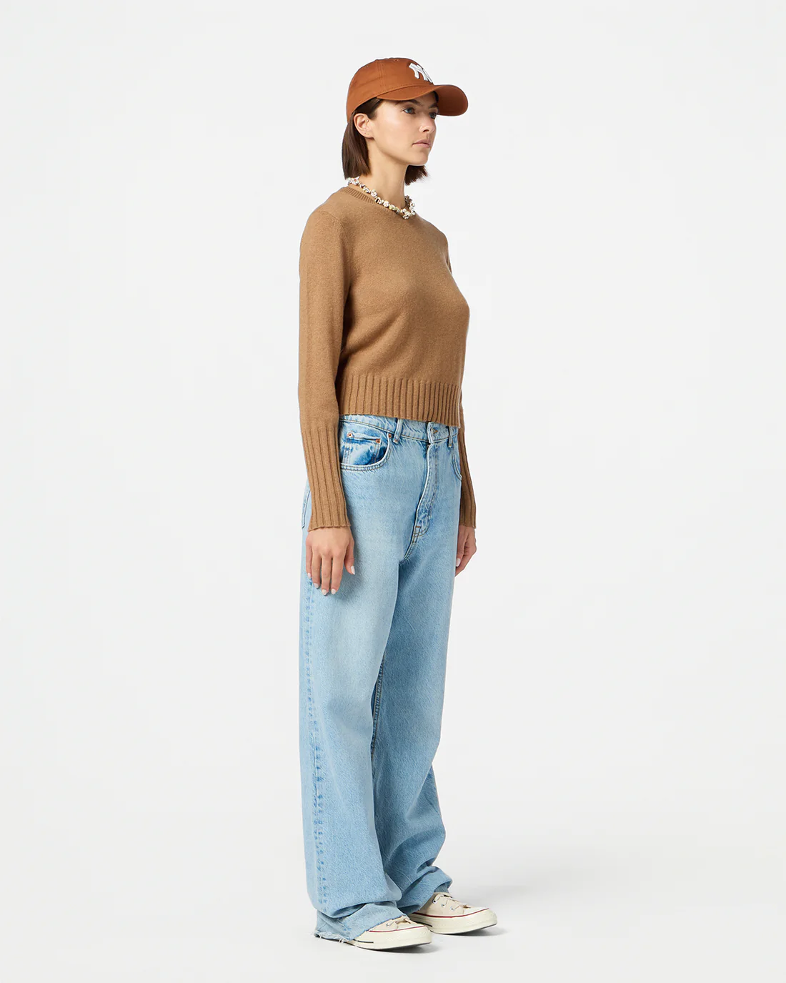GUEST IN RESIDENCE Shrunken Crewneck Sweater in Almond L