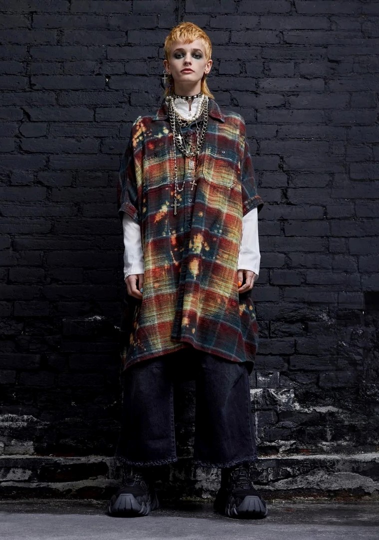 R13 Plaid Oversized Dress Multicolor
