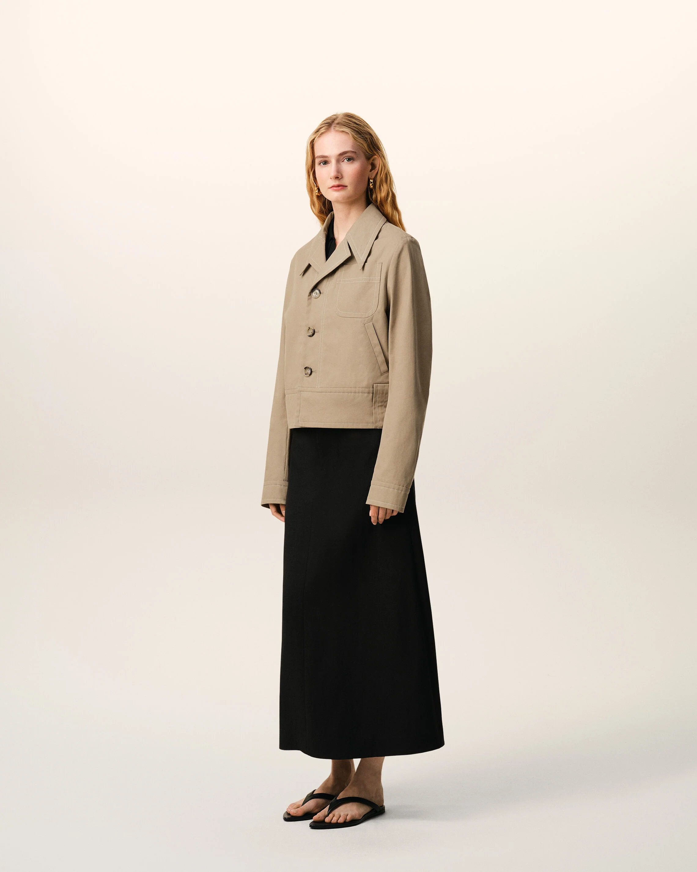 AMI PARIS Cropped Jacket in Beige L