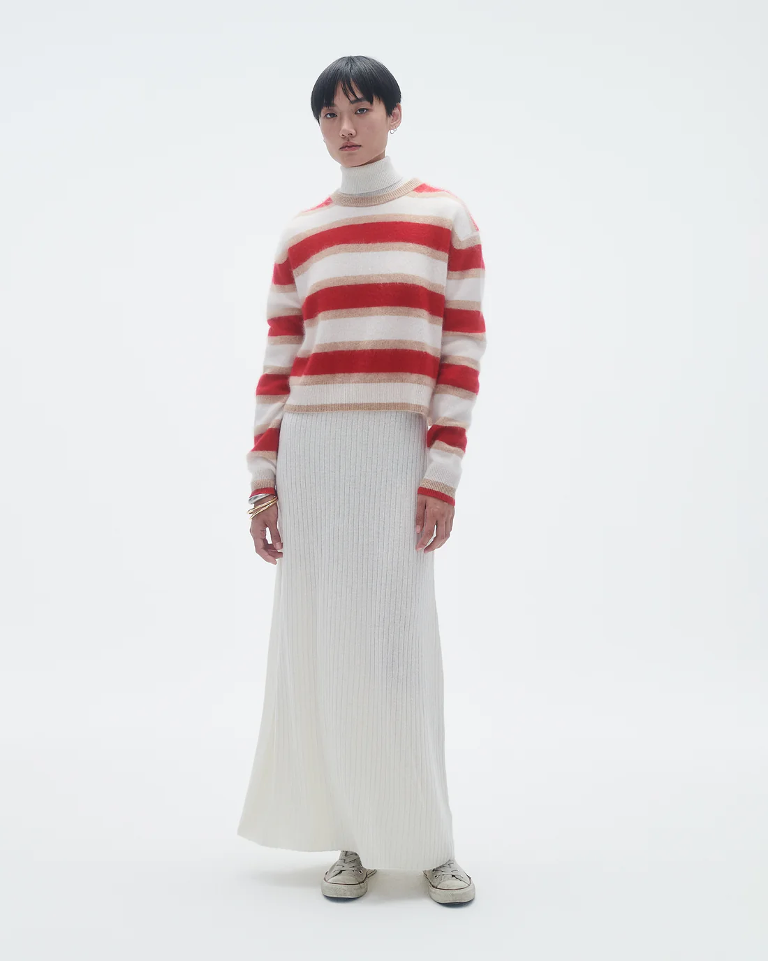 GUEST IN RESIDENCE Grizzly Stripe Cashmere Pullover in Red GUEST IN RESIDENCE Grizzly Stripe Cashmere Pullover in Red