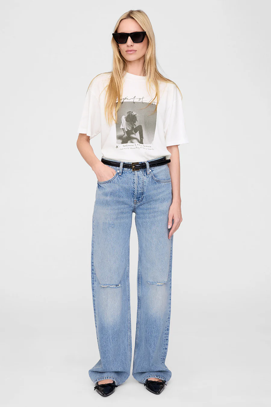 ANINE BING Ashton Spirit T-Shirt in Ivory