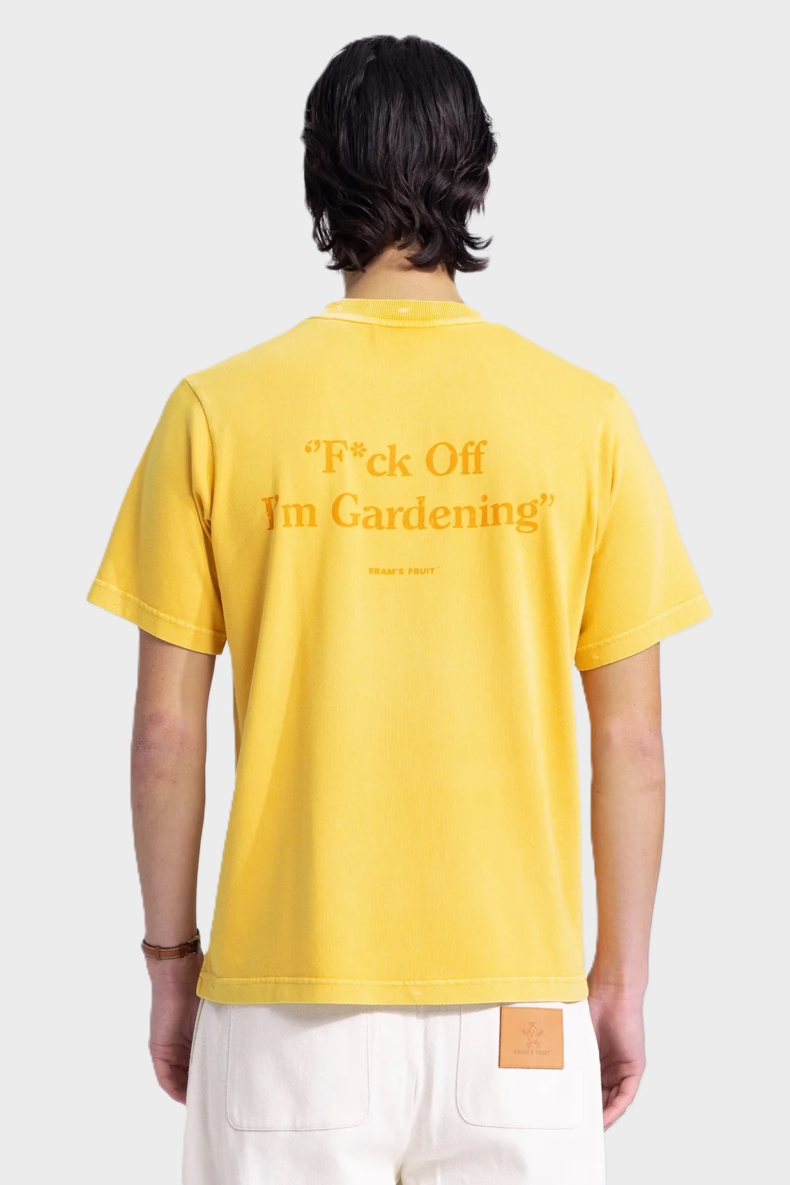 BRAM'S FRUIT ''F*ck Off'' Distressed T-Shirt in Washed Dried Orange