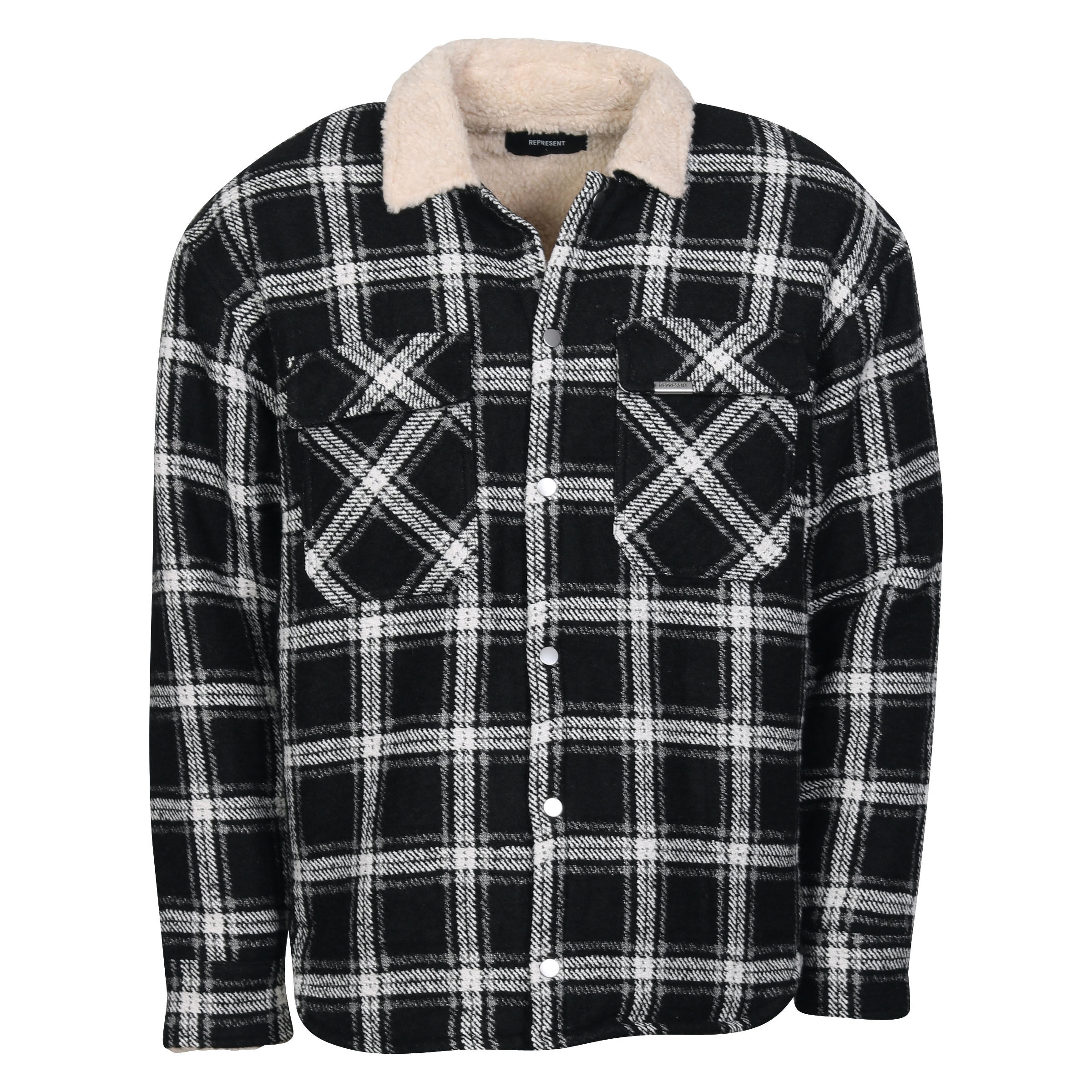 Represent Check Sherpa Shirt in Black