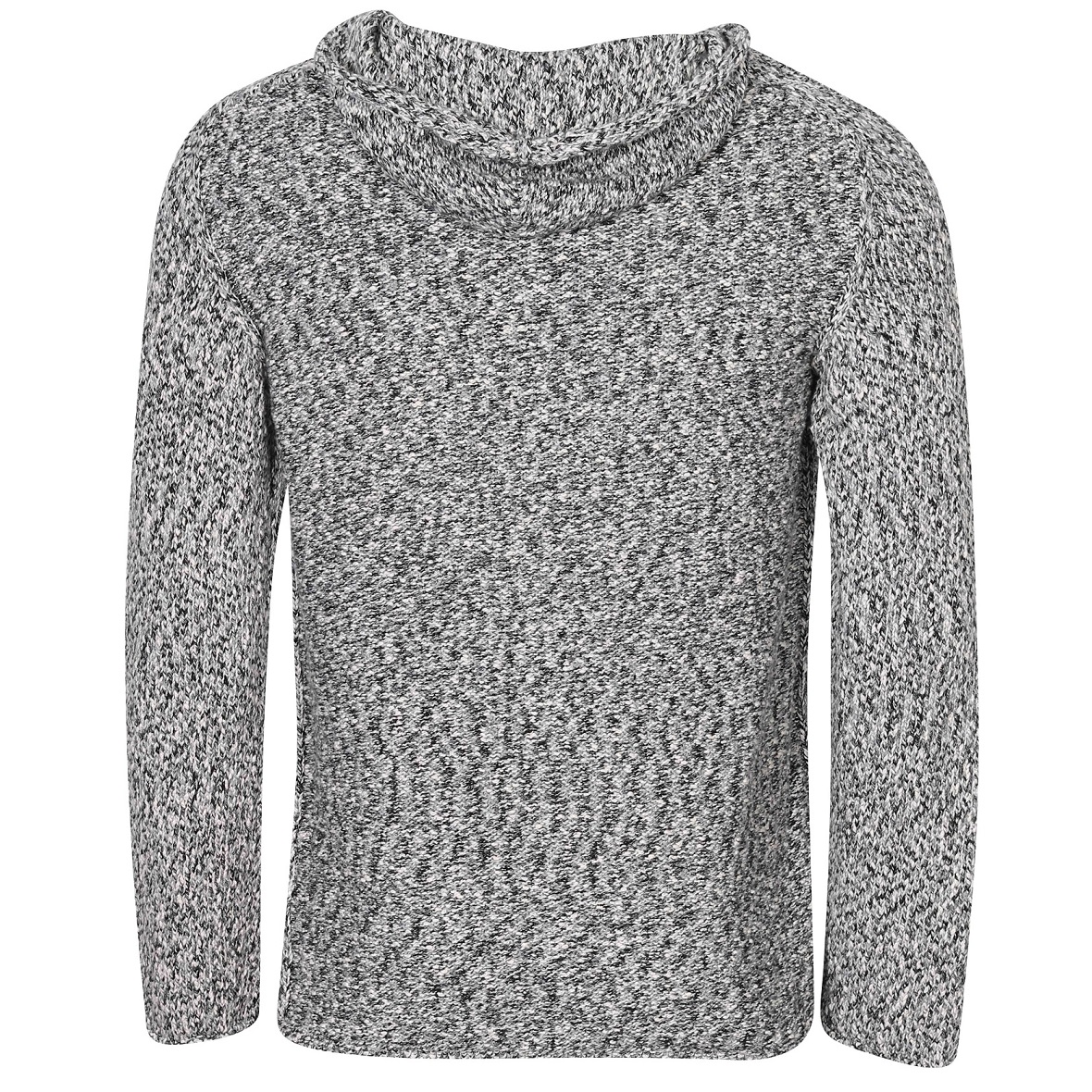 HANNES ROETHER Cotton Knit Hoodie in Black/Dust/White