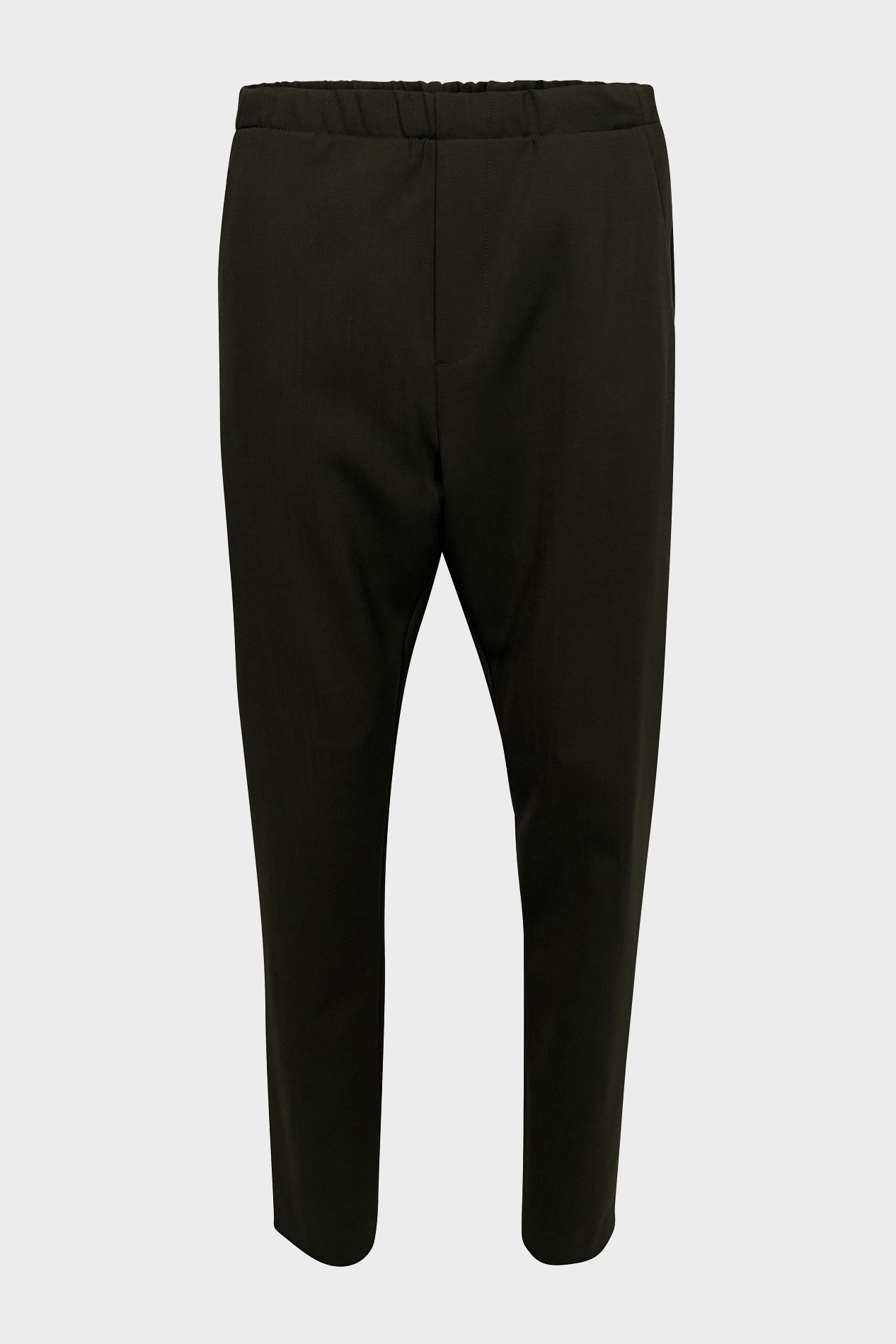NINE:INTHE:MORNING Carrot Relaxed Fit Wool Pant in Dark Olive 54