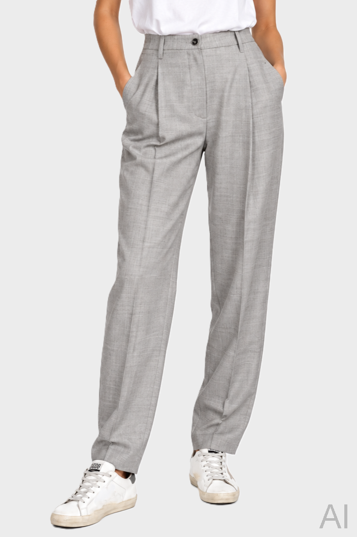 NINE:INTHE:MORNING Janis Wool Stretch Pant in Light Grey 30