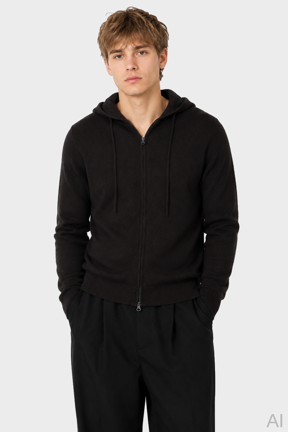 LISA YANG Emerson Cashmere Zip Hoodie in Dark Brown