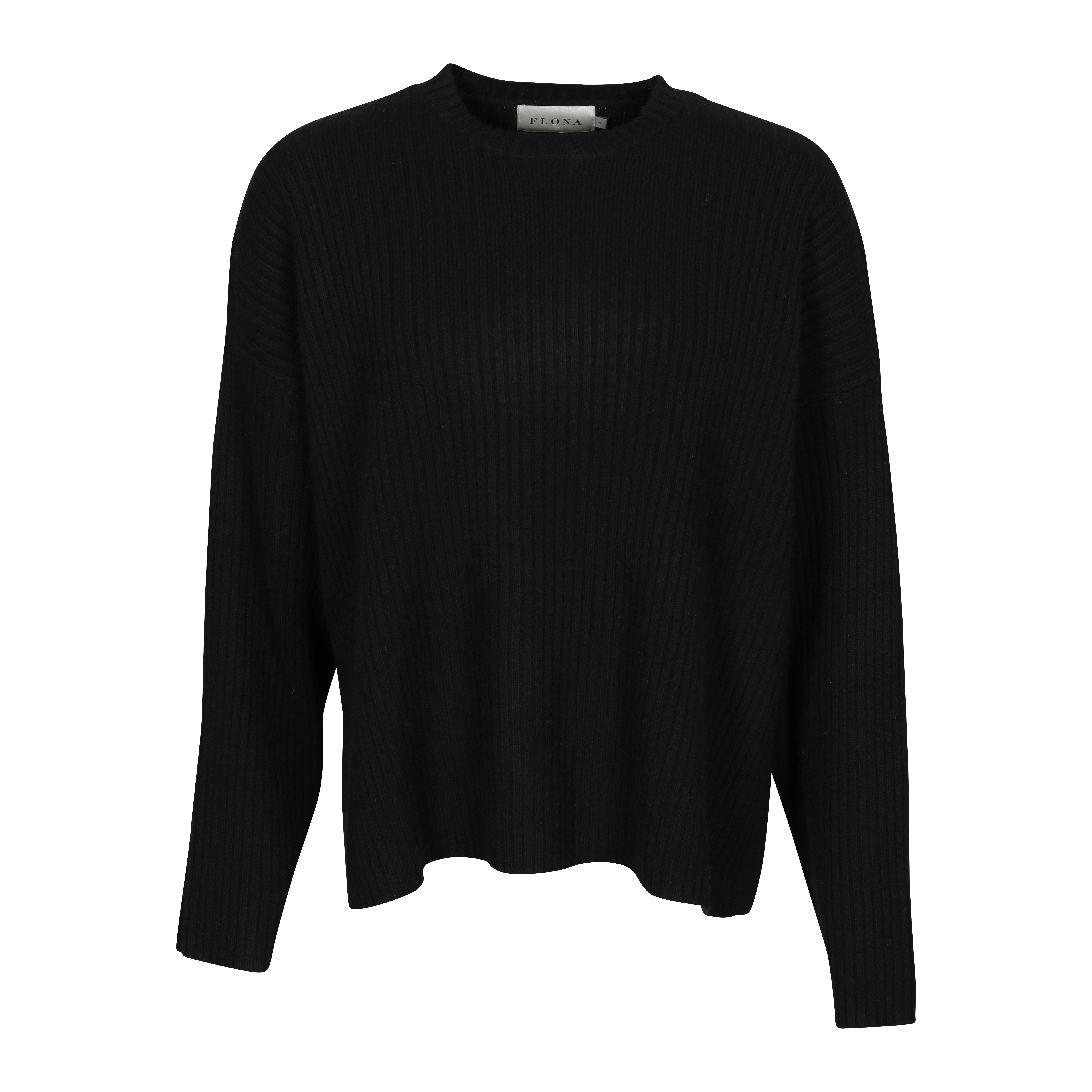 Flona Cashmere Rib Pullover in Black