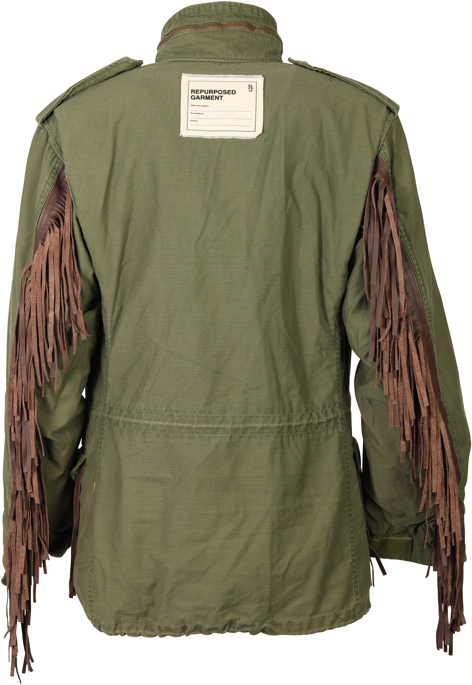 R13/Alpha Industries Fieldjacket Olive/Leatherfringes One Size