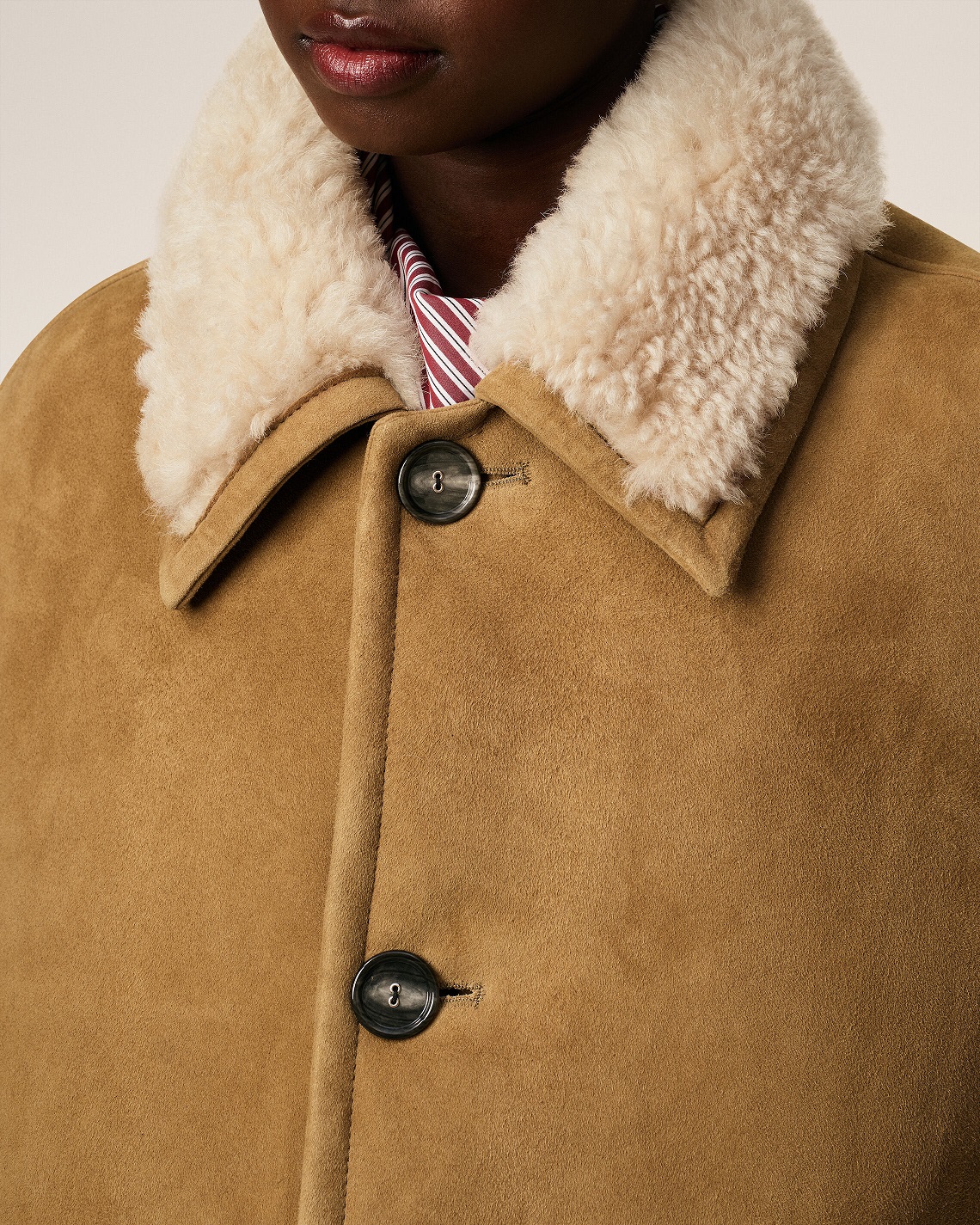 AMI PARIS Shearling Jacket in Camel