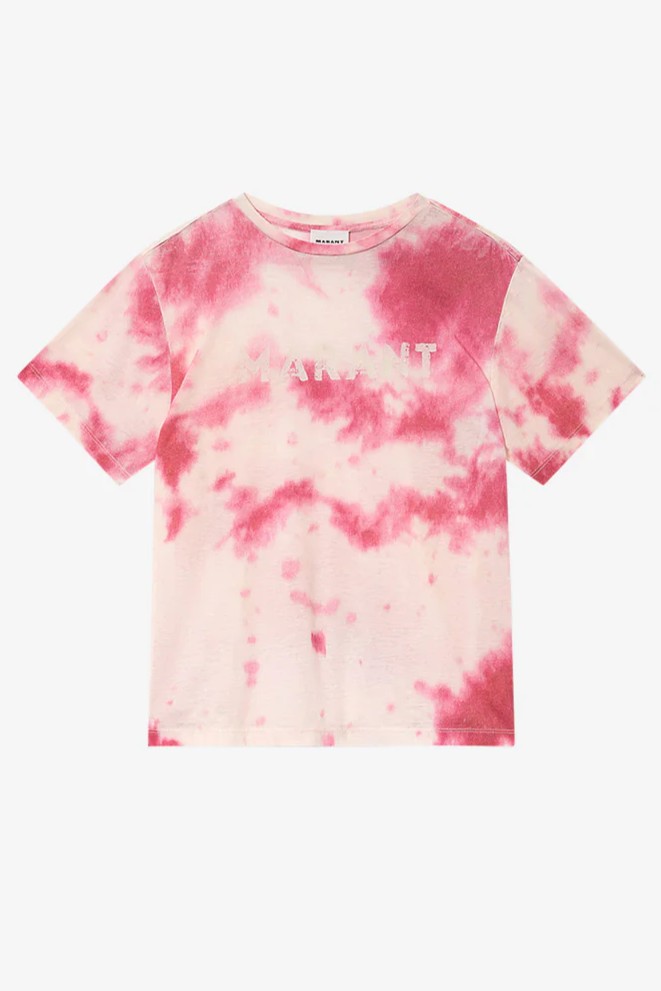 ISABEL MARANT ÉTOILE Zewel Tie-Dye Logo T-Shirt in Pink