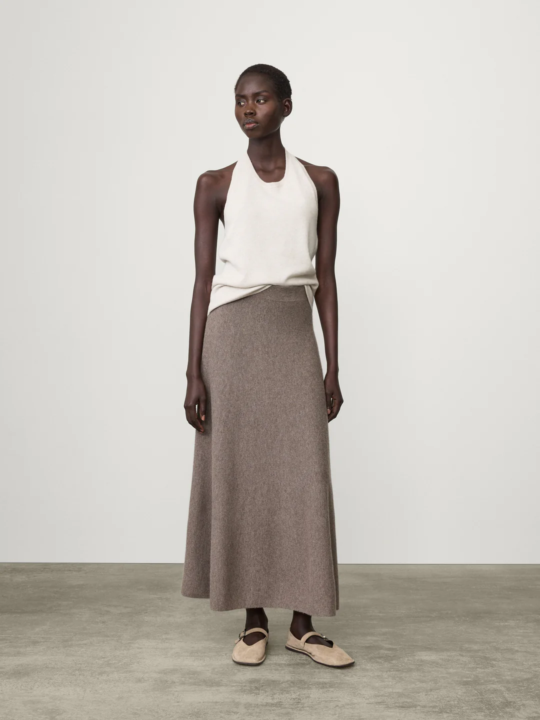LISA YANG Cashmere Skirt in Truffle