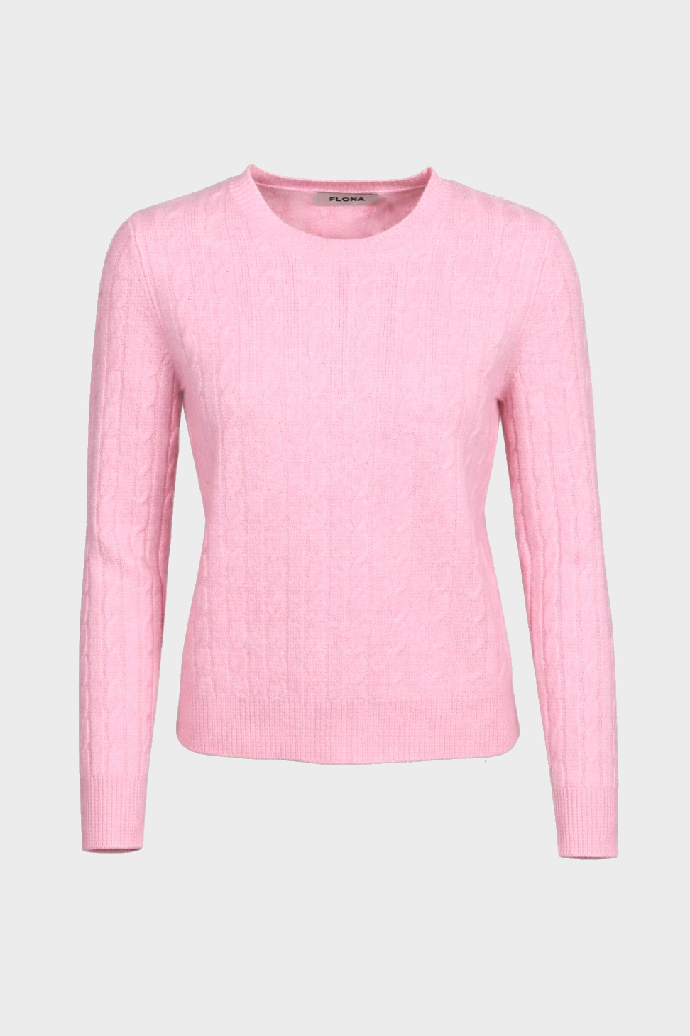 FLONA Cashmere Cable-Knit Sweater in Light Pink