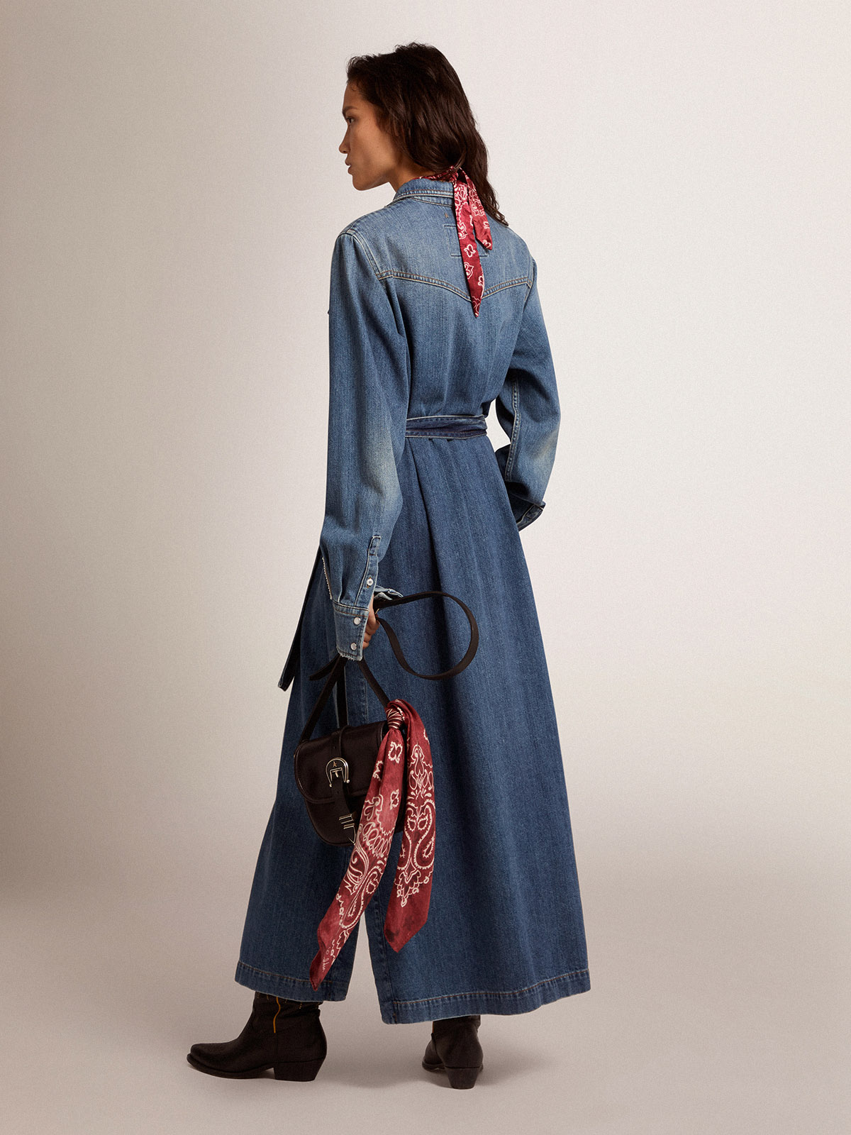 GOLDEN GOOSE Denim Dress Dana Medium Stone Washed GOLDEN GOOSE Denim Dress Dana Medium Stone Washed