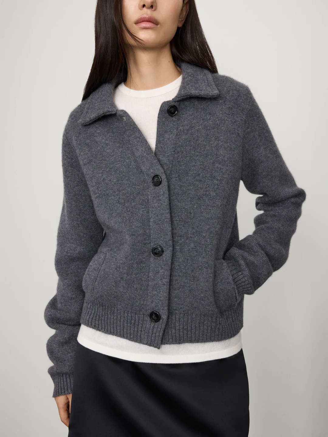 LISA YANG Cashmere Cardigan in Graphite
