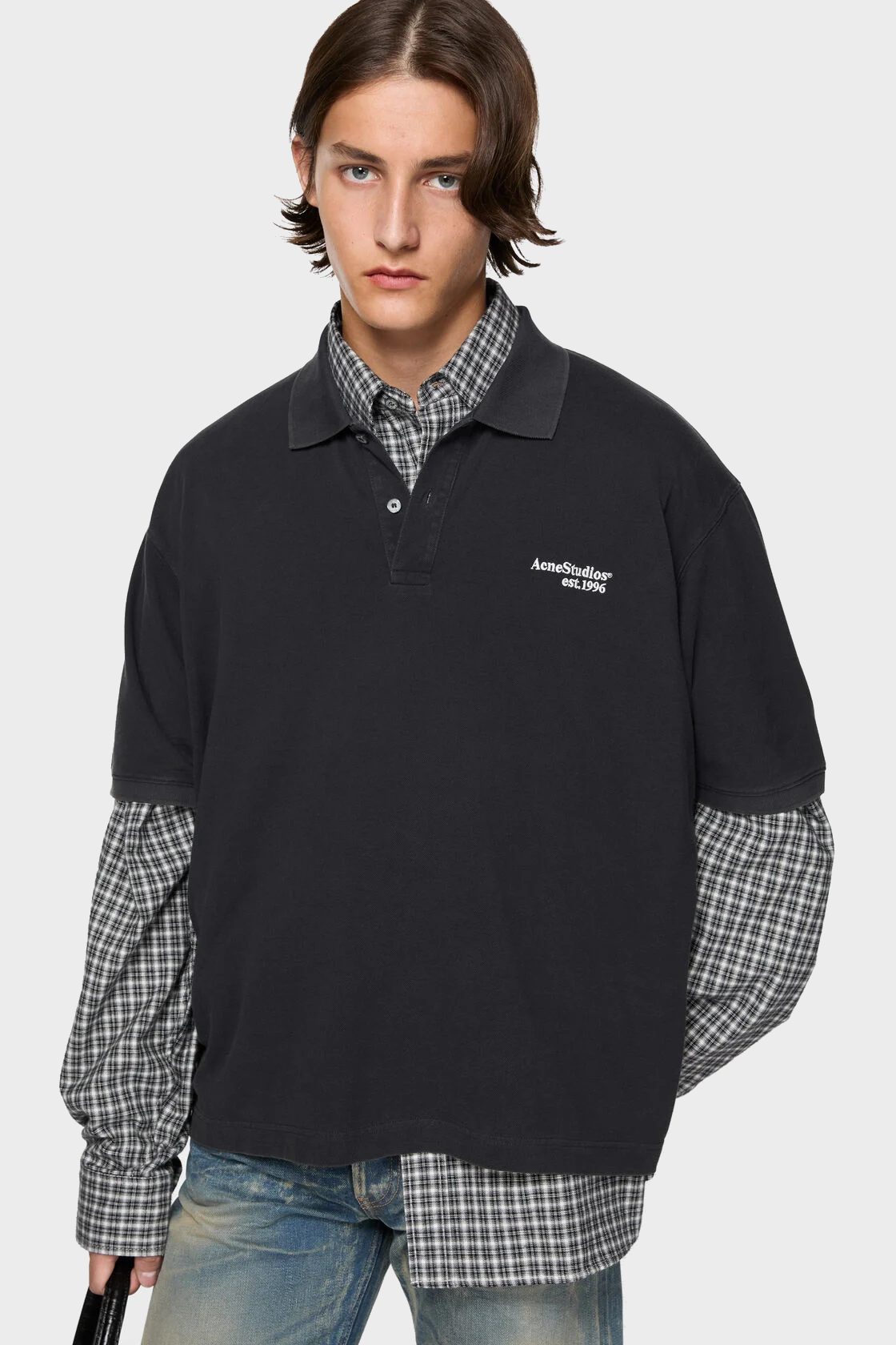 ACNE STUDIOS Polo Shirt in Black Washed