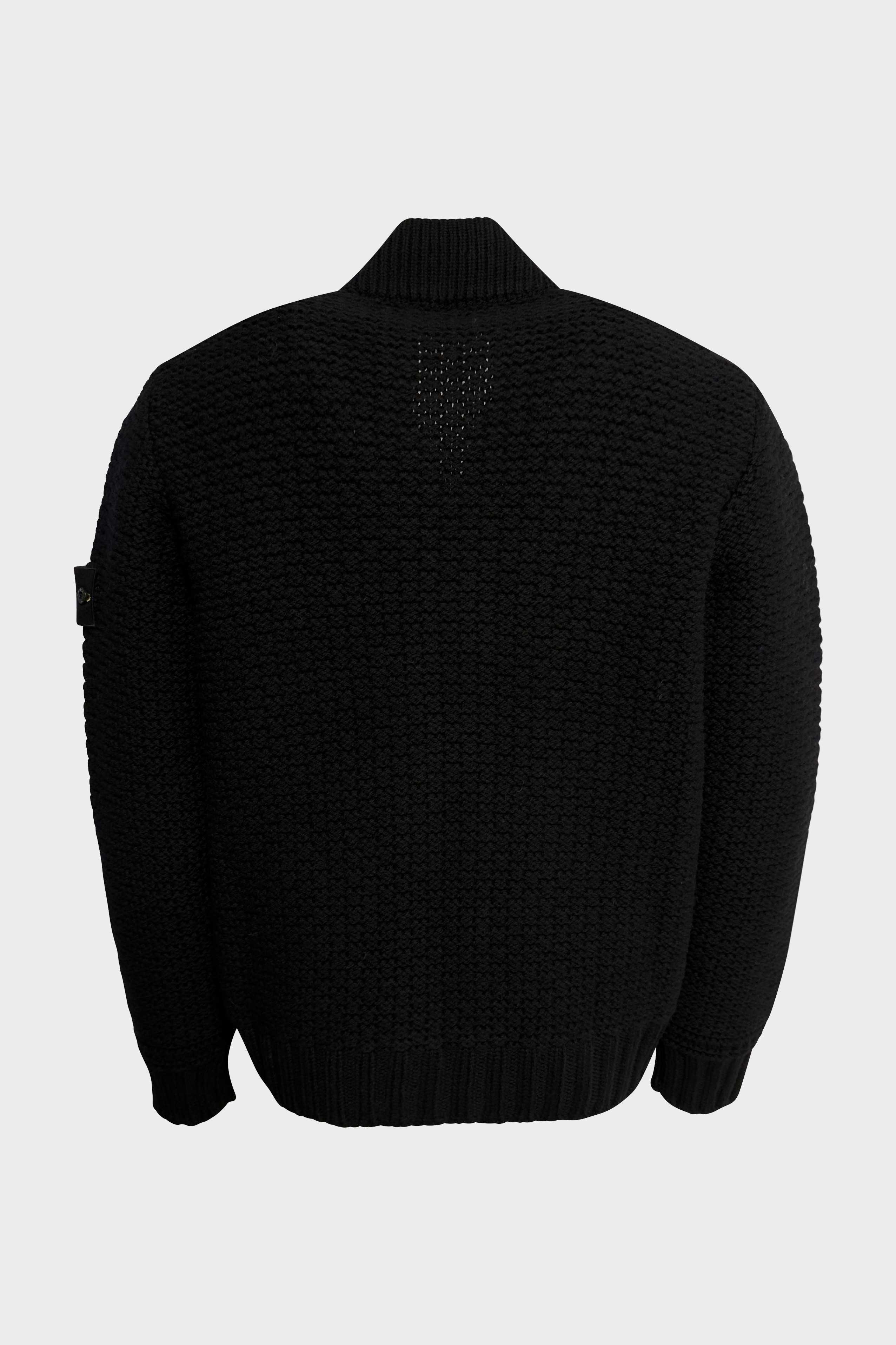 STONE ISLAND Heavy Knit Bomber Jacket in Black
