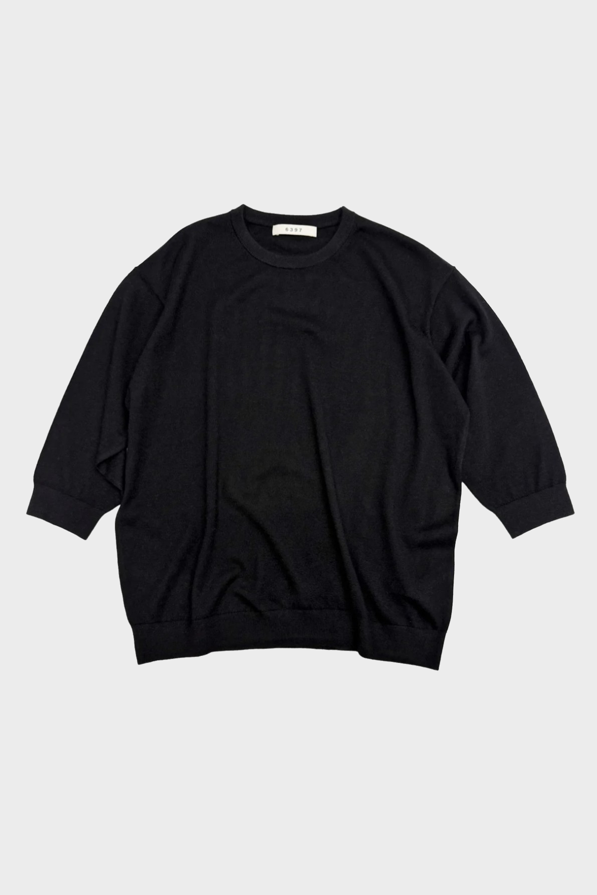 6397 Elbow Crew Knit Pullover in Black