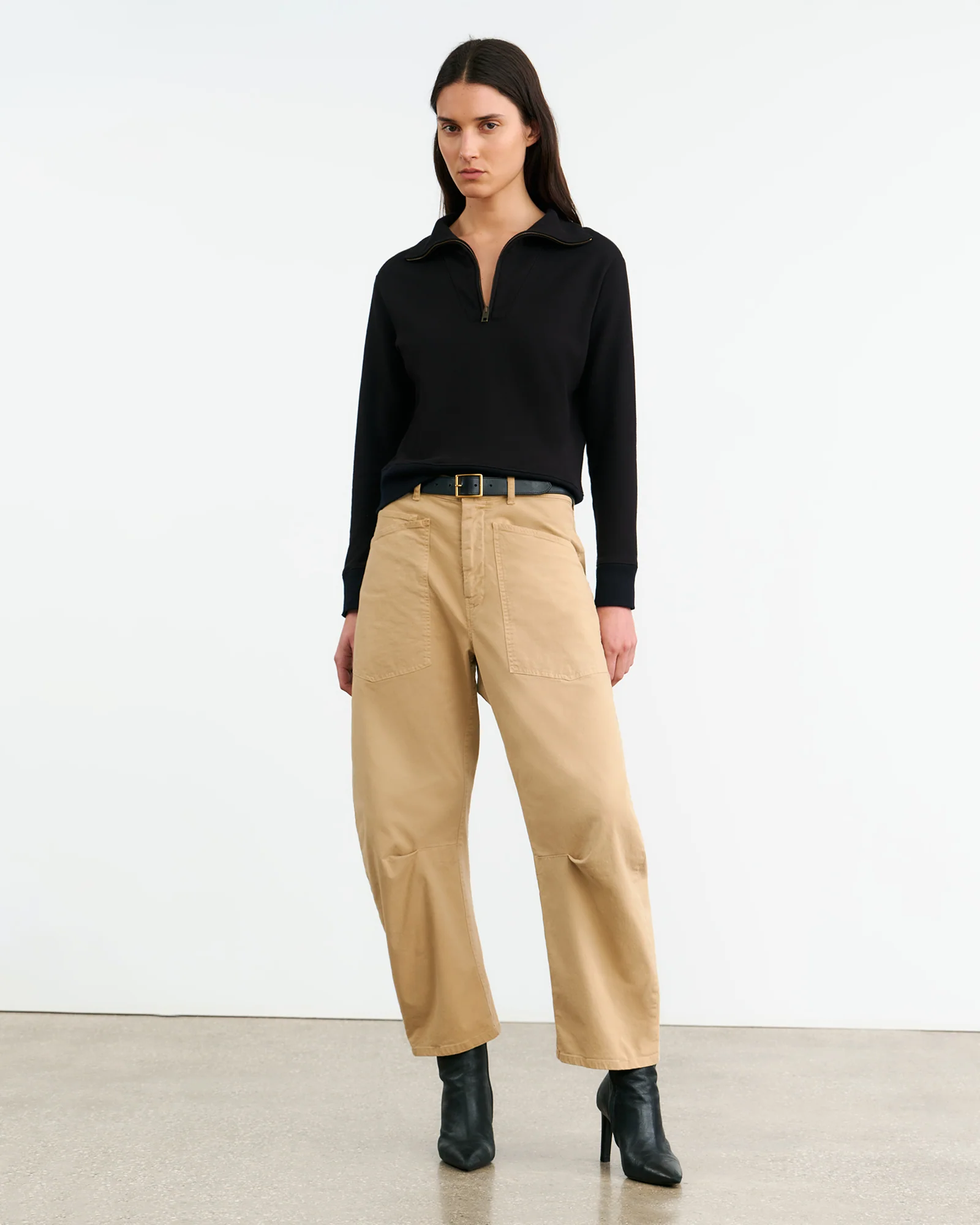 NILI LOTAN Quarter Zip Sweatshirt in Black