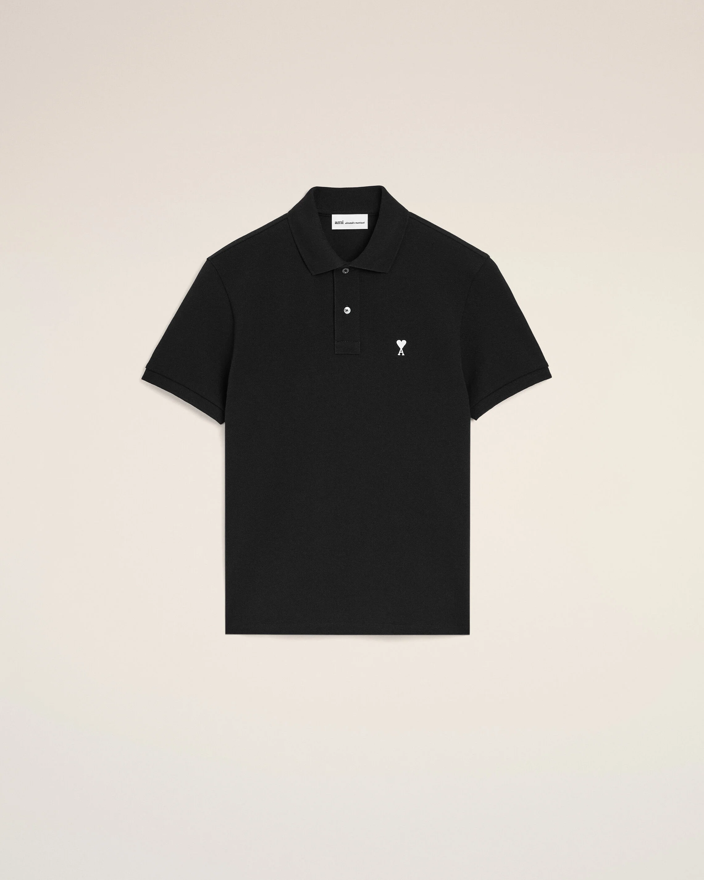 AMI PARIS de Coeur Polo Shirt in Black/White Logo