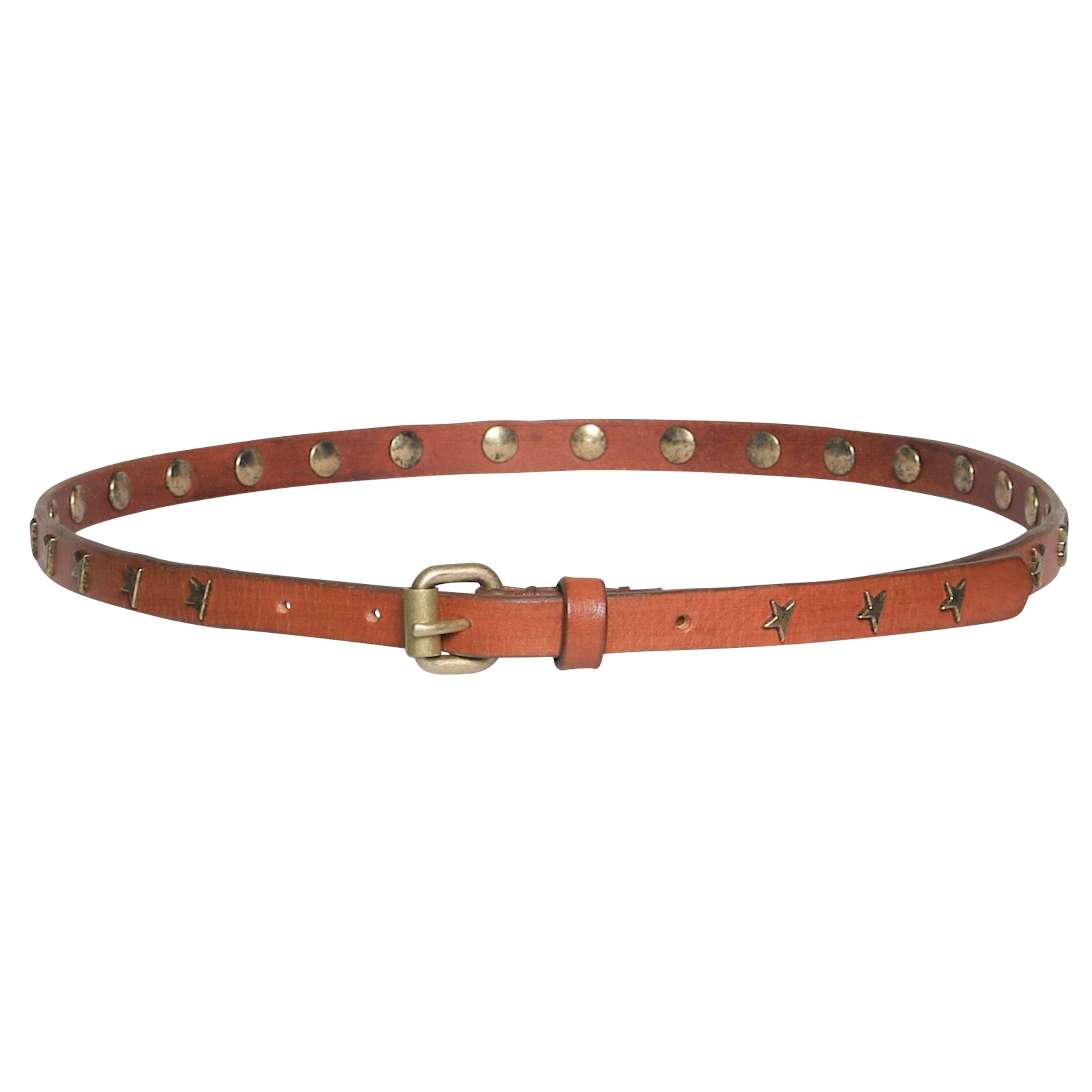 Golden Goose Belt Molly in Cognac/Star Studs 80