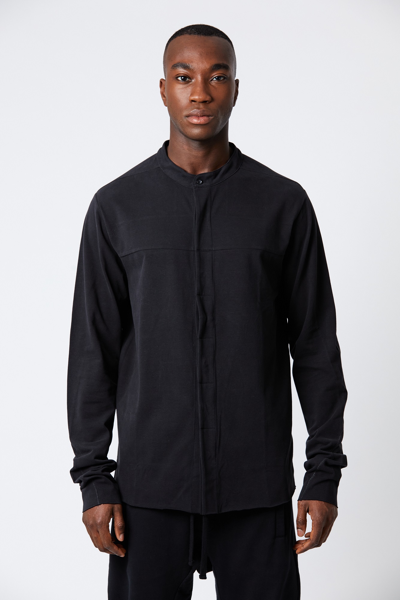 Thom Krom Cotton Shirt in Black XXL