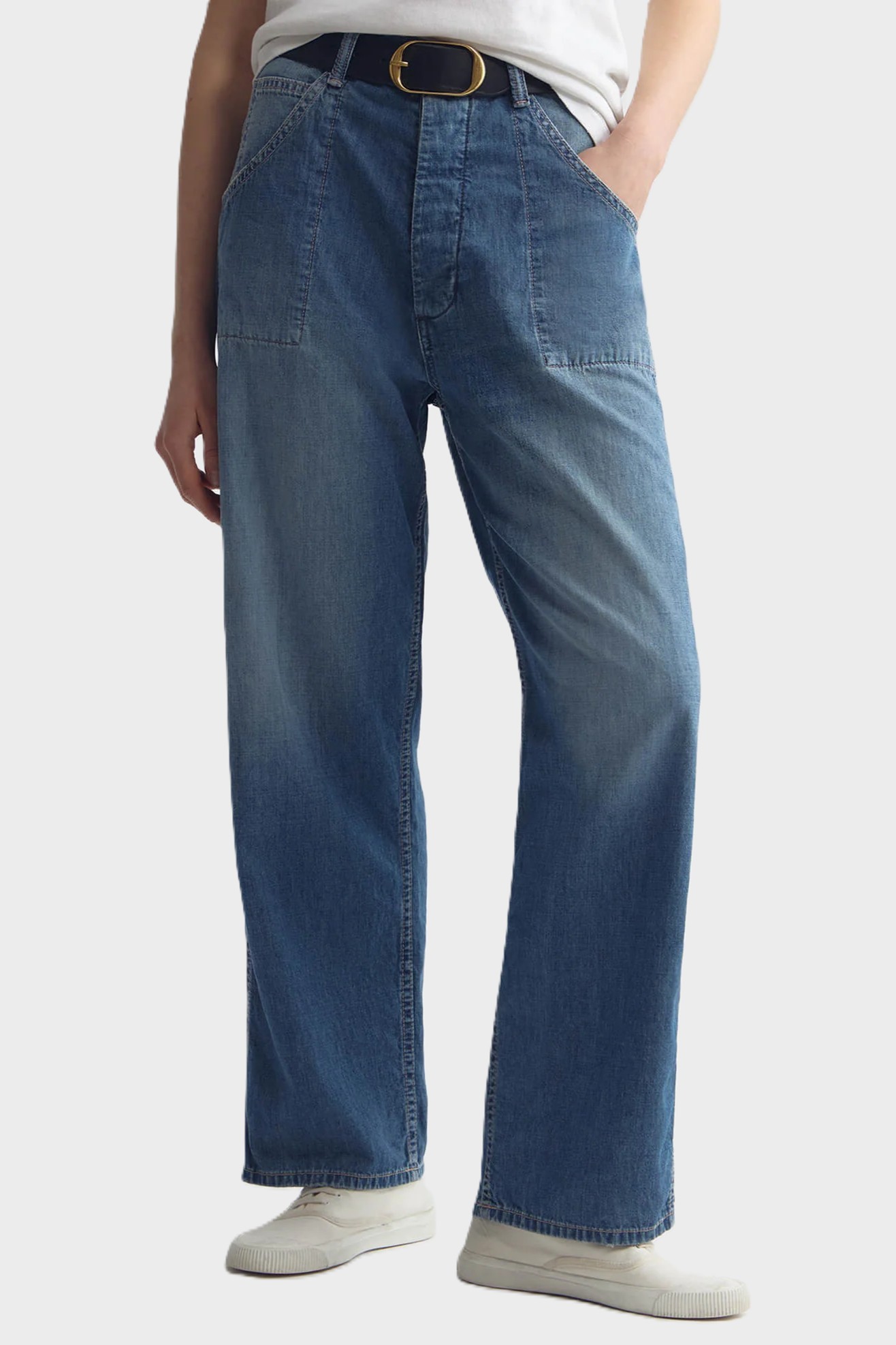 NILI LOTAN Whitney Light Denim Pant in Delancey Wash